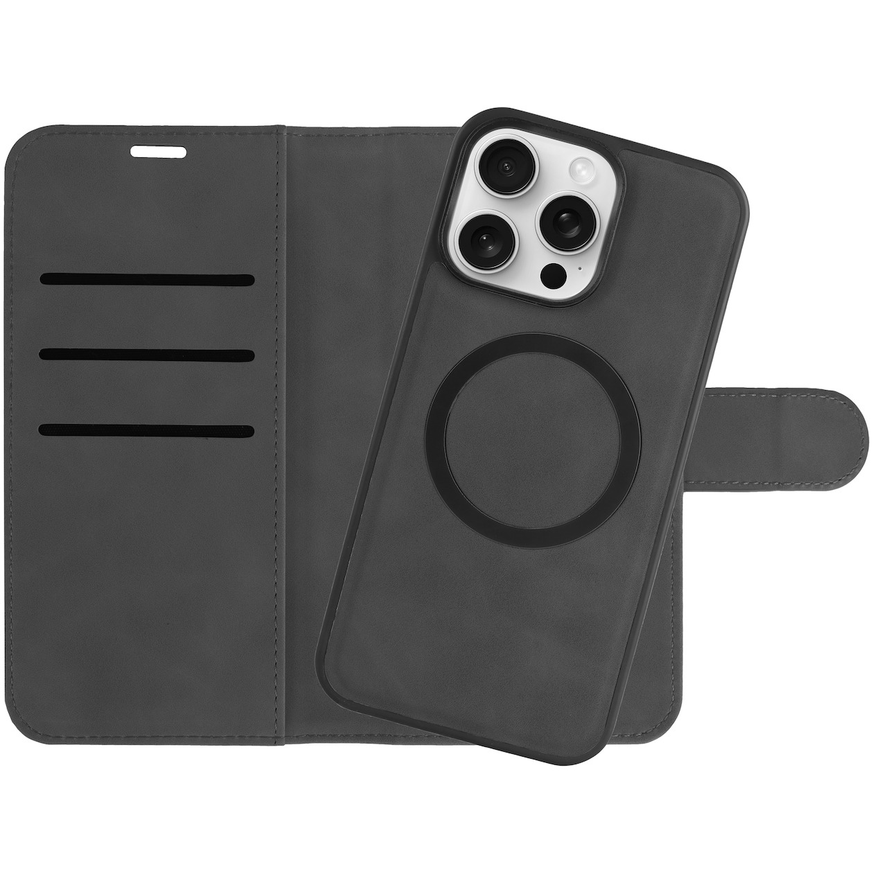 Just in Case Wallet Case 2 in 1 MagSafe voor Apple iPhone 15 Pro Telefoonhoesje Zwart