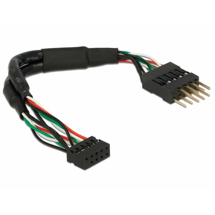 DeLOCK KB USB 2.0 Bu10Pin-St10Pi bk 0,1m kabel 12 cm