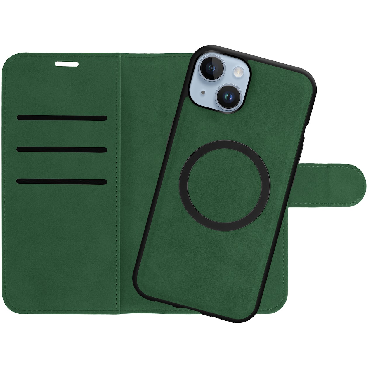Just in Case Wallet Case 2 in 1 MagSafe voor Apple iPhone 15 Telefoonhoesje Groen