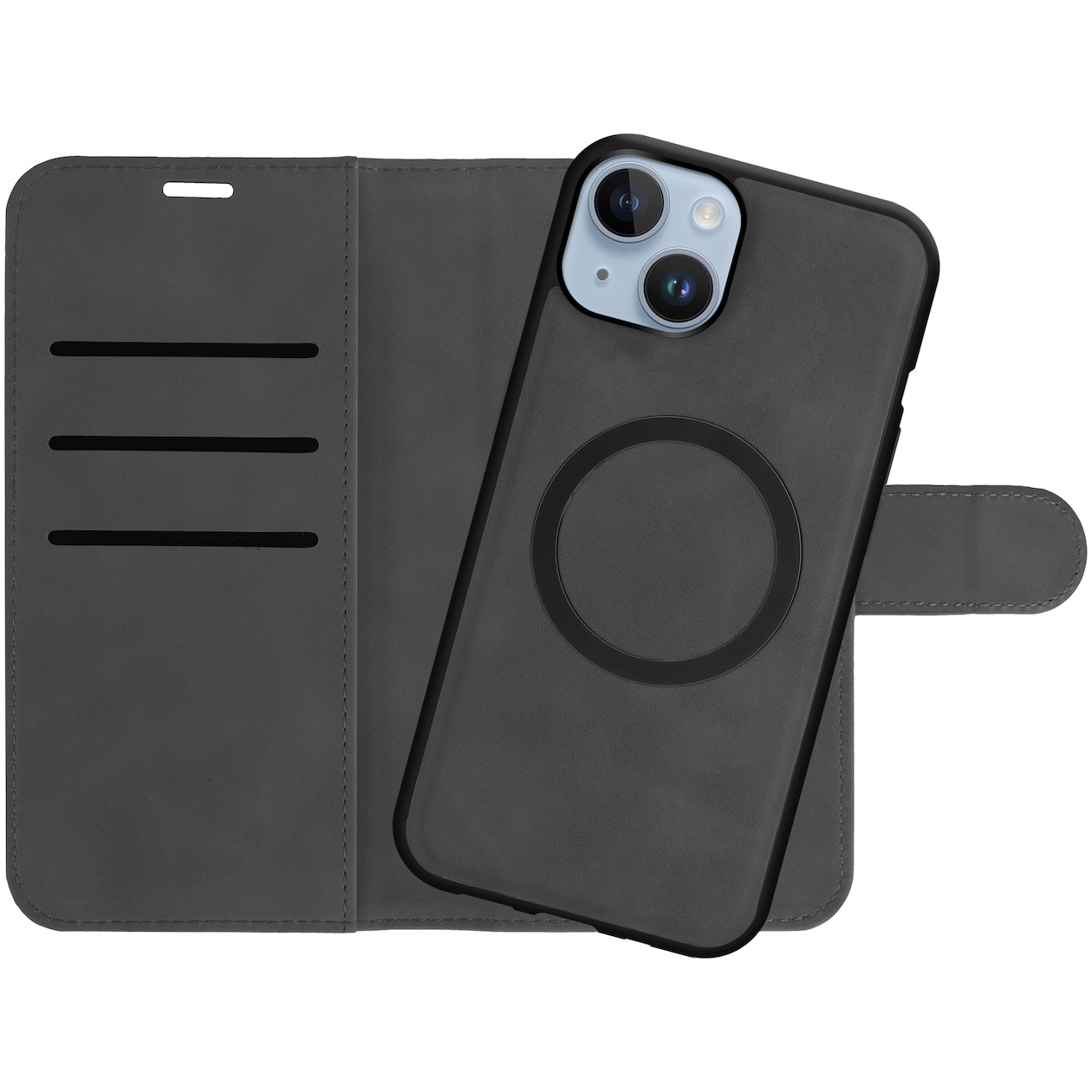 Just in Case Wallet Case 2 in 1 MagSafe voor Apple iPhone 15 Plus Telefoonhoesje Zwart