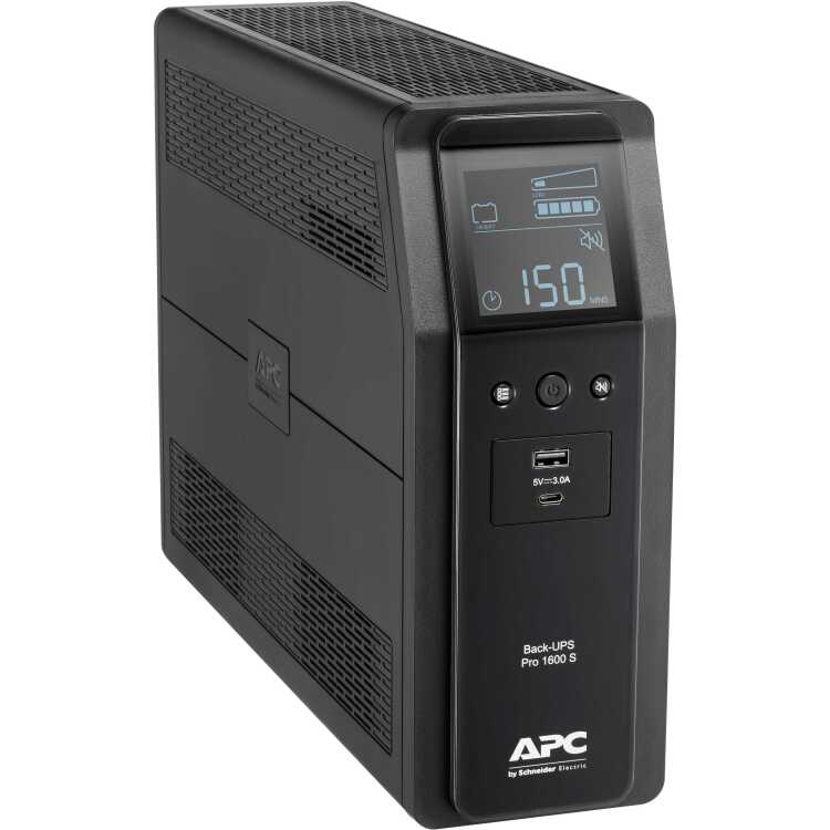APC Back-UPS PRO BR1600SI - Noodstroomvoeding ups 8x C13 uitgang, 2x USB charger (type A & C), 1600VA, USB dataport