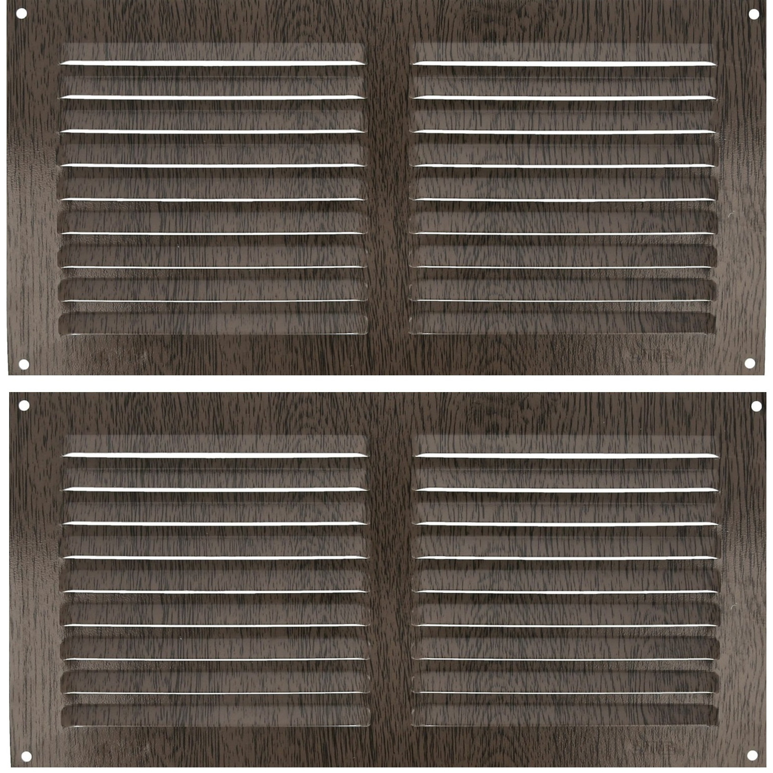 AMIG Ventilatierooster/muurrooster - 2x - 150 x 300mm - aluminium - wengehout look - schoepenrooster -