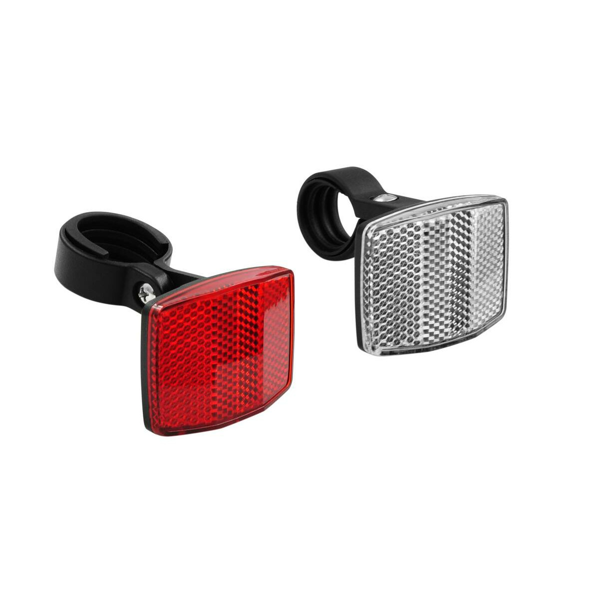 Fiets reflectoren set - voor en achter - kunststof - rood / wit - incl. bevestiging -