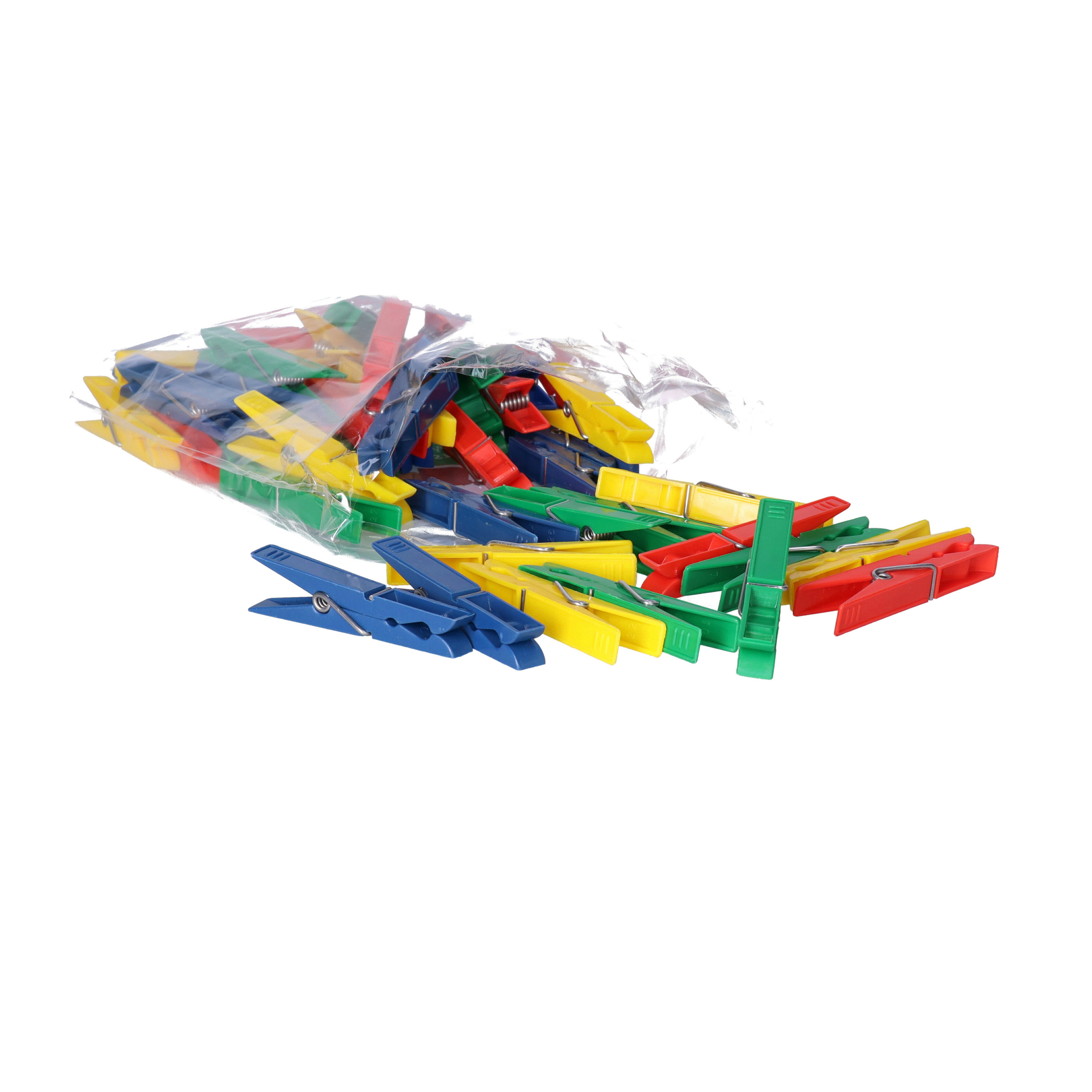 Wasknijpers - 50x stuks - felle kleurenmix - kunststof - 8 cm -