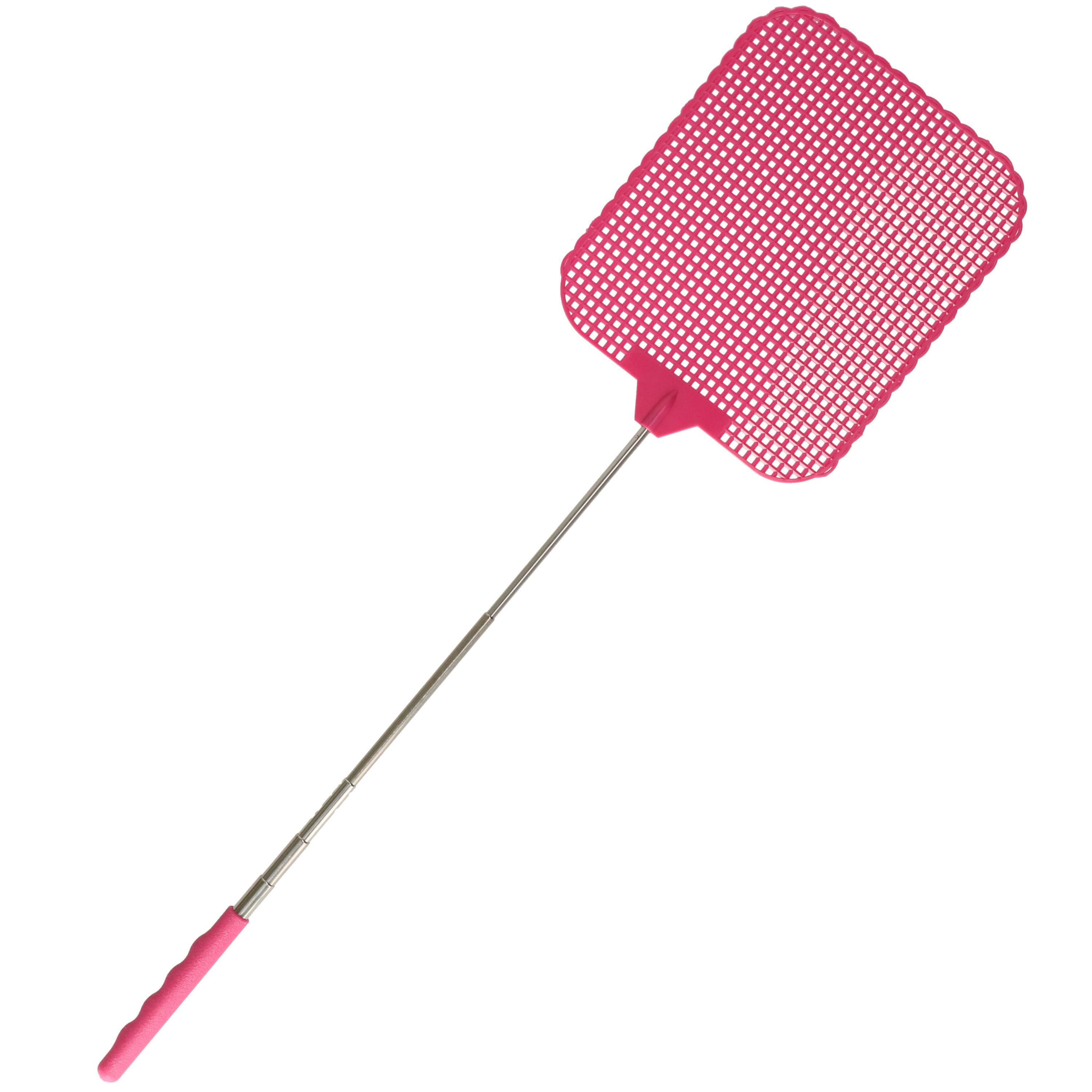 CM Vliegenmepper compact - uitschuifbaar - 35/77 cm - roze -