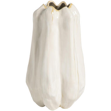 Vaas Fleurie - off-white - stoneware - 34,8x19,5x19 cm - Leen Bakker
