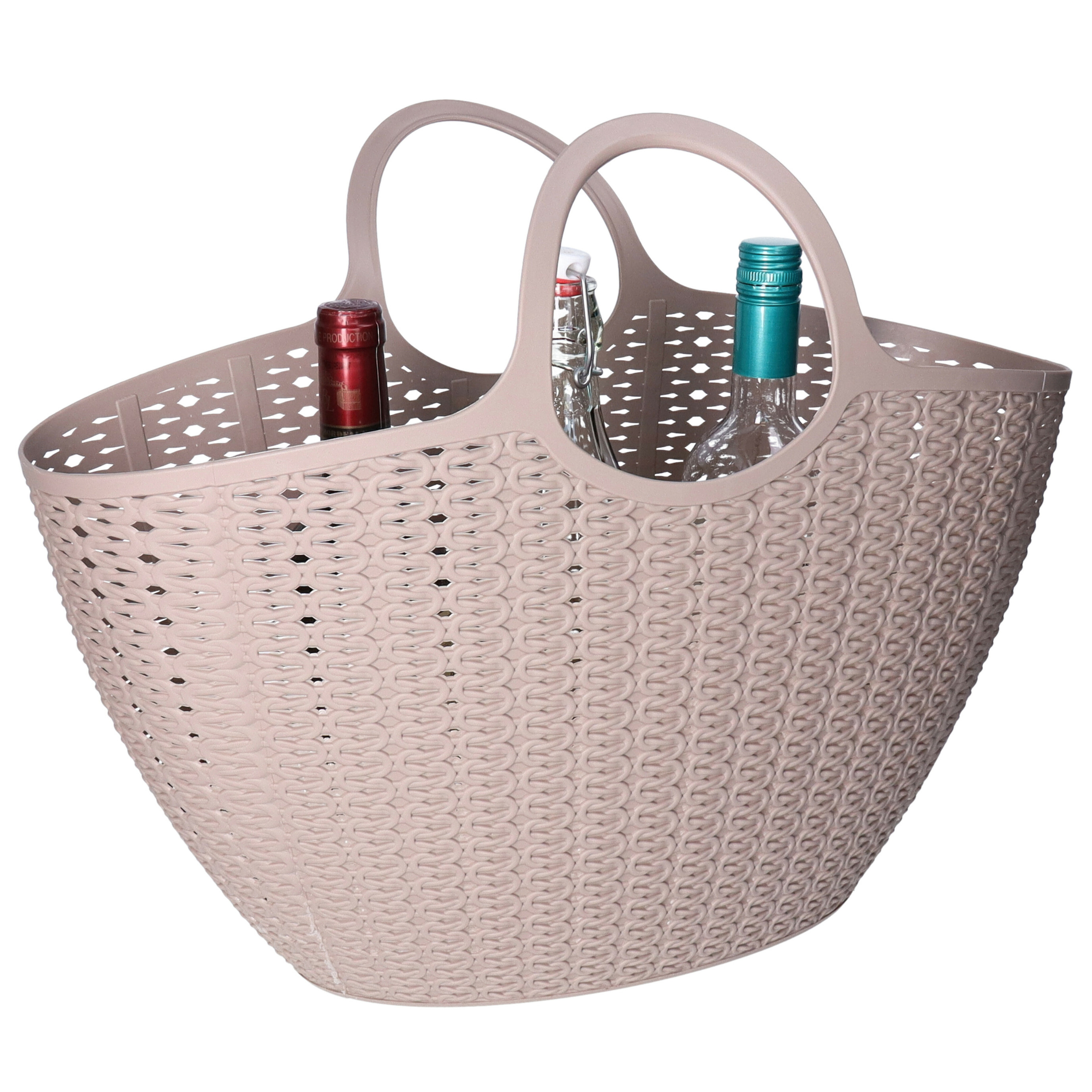 Flexibele wasmand/tas - beige - 22 liter - kunststof - 50 x 20 x 40 cm - opbergen -