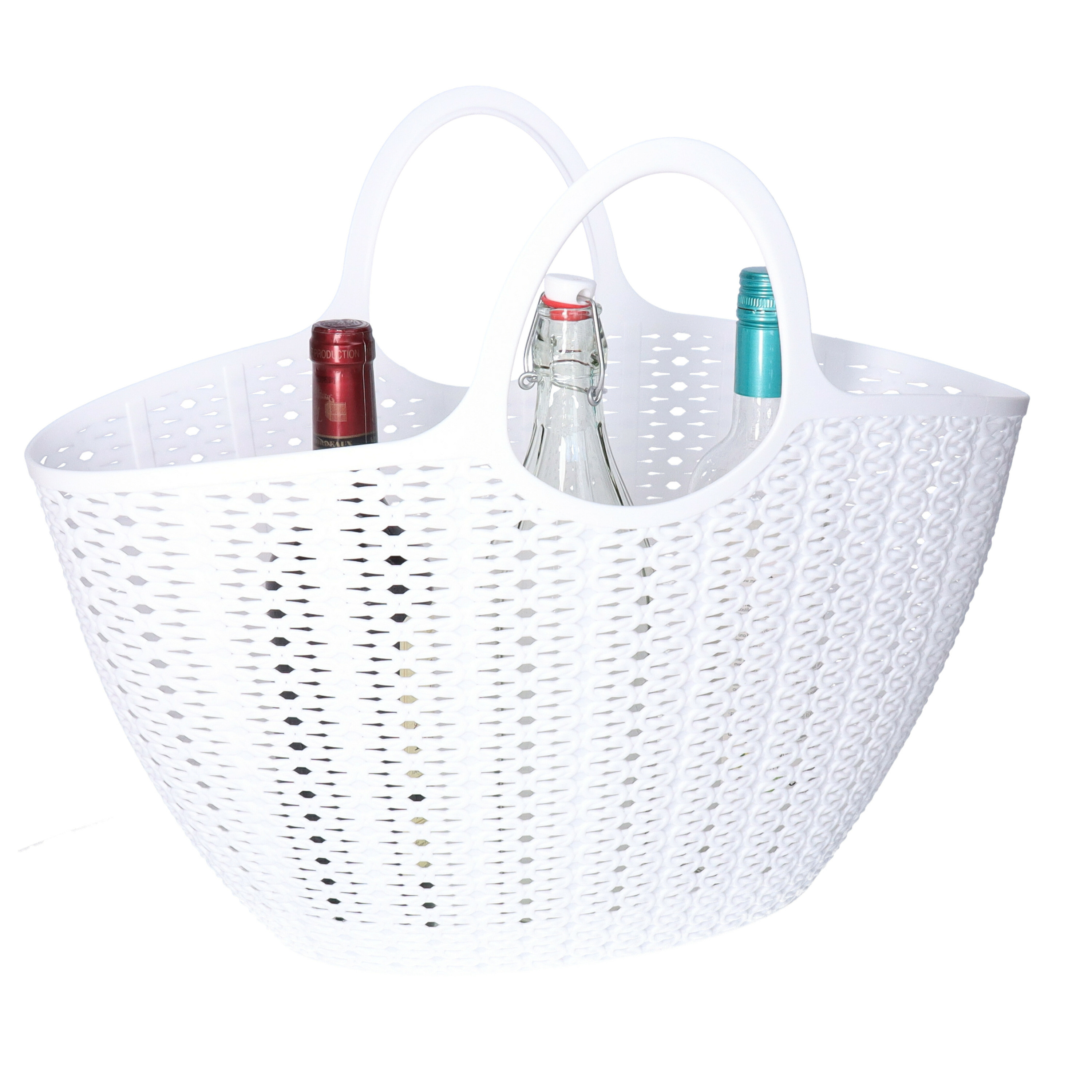 Flexibele wasmand/tas - wit - 22 liter - kunststof - 50 x 20 x 40 cm - opbergen -