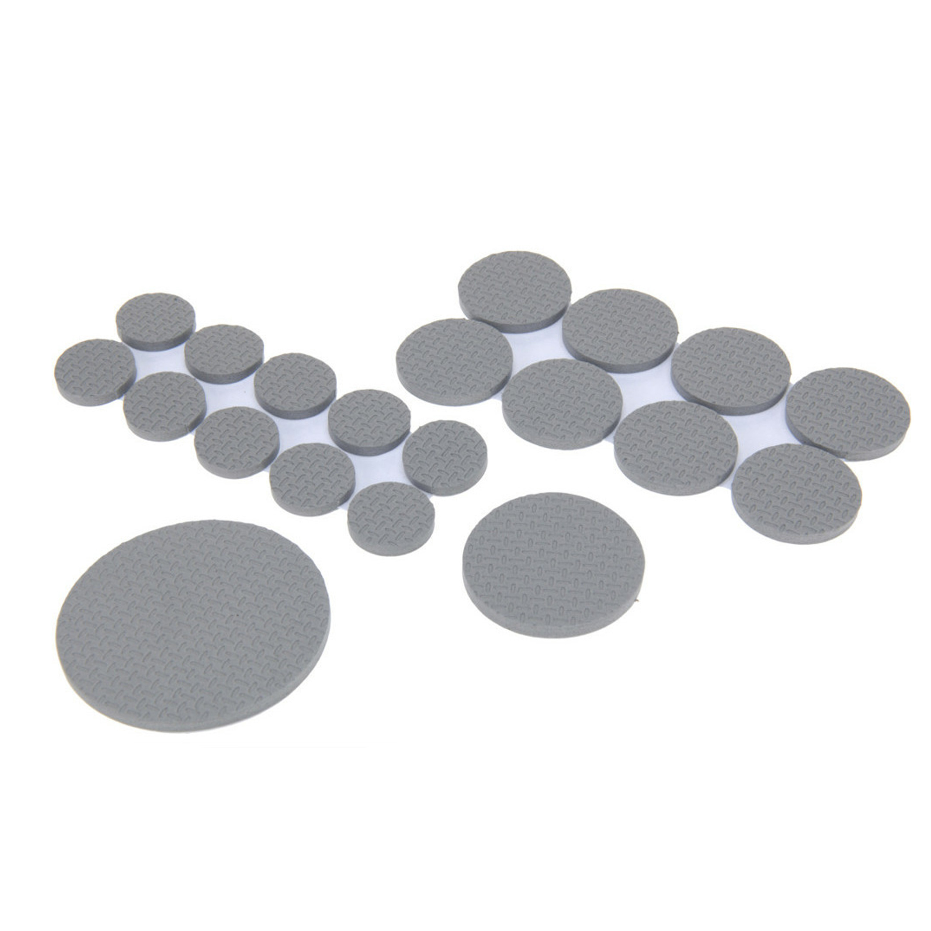 Meubelviltjes/antislip onderleggers - grijs - 50x - kunststof - rond - 3 formaten mix -