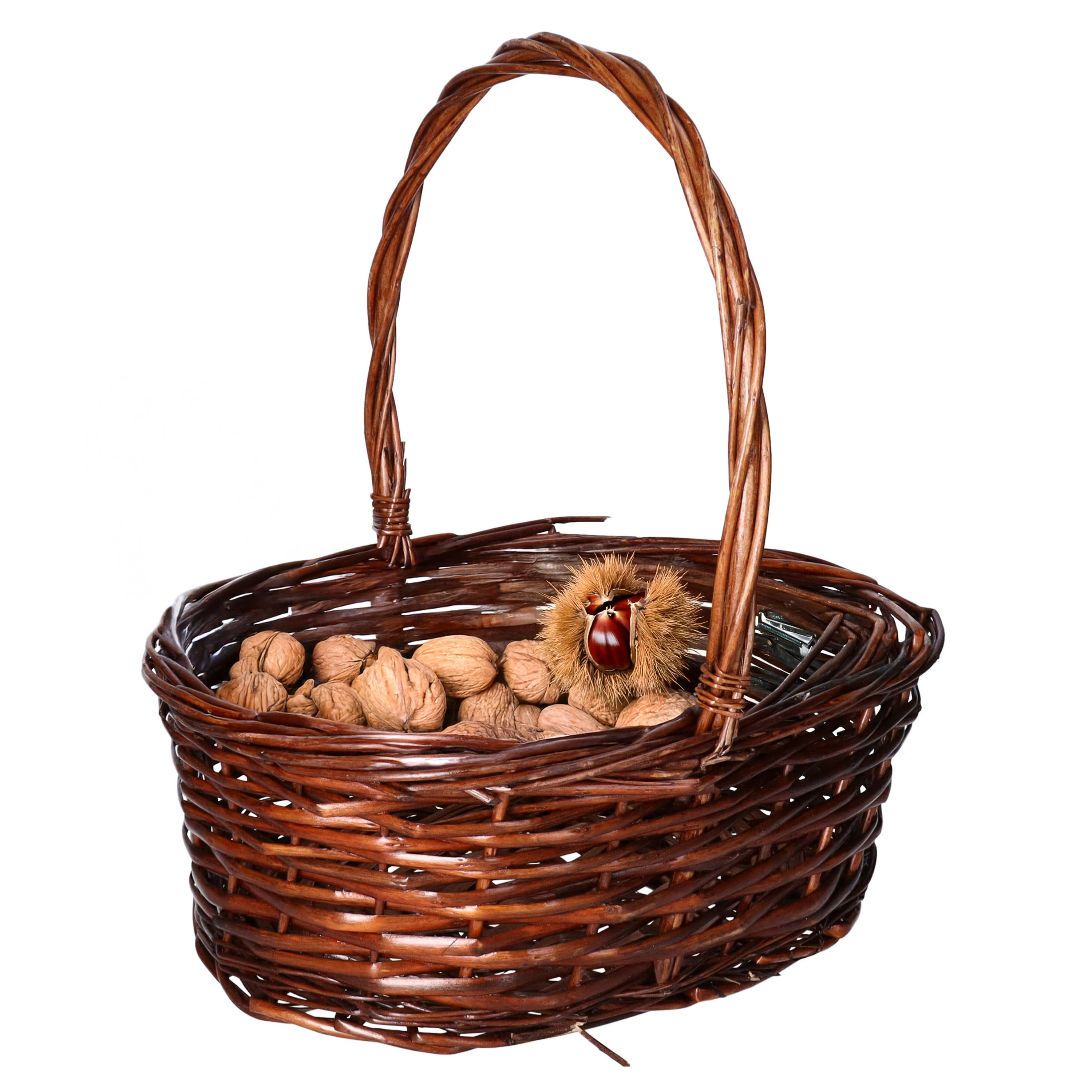 CM Bruiloft strooimandje - voor rozenblaadjes - bruin - riet - 35 x 27 x 13 cm - rieten mand -