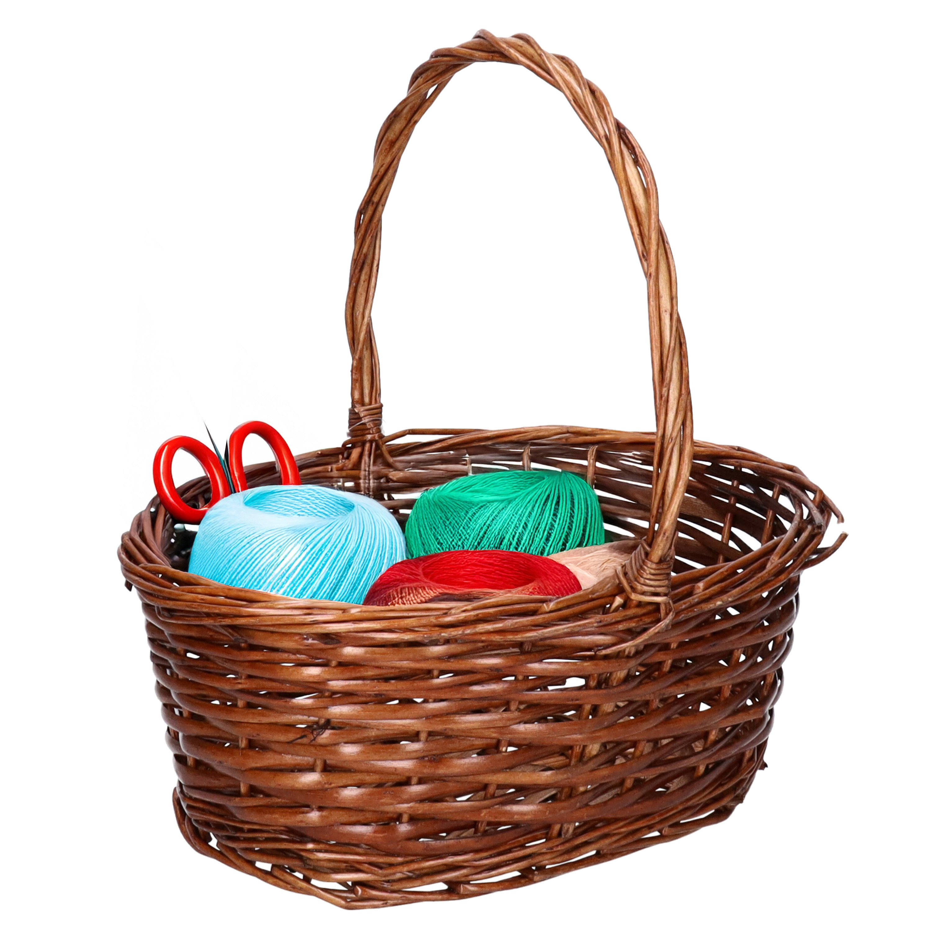 CM Bruiloft strooimandje - voor rozenblaadjes - bruin - riet - 30 x 22 x 12 cm - rieten mand -