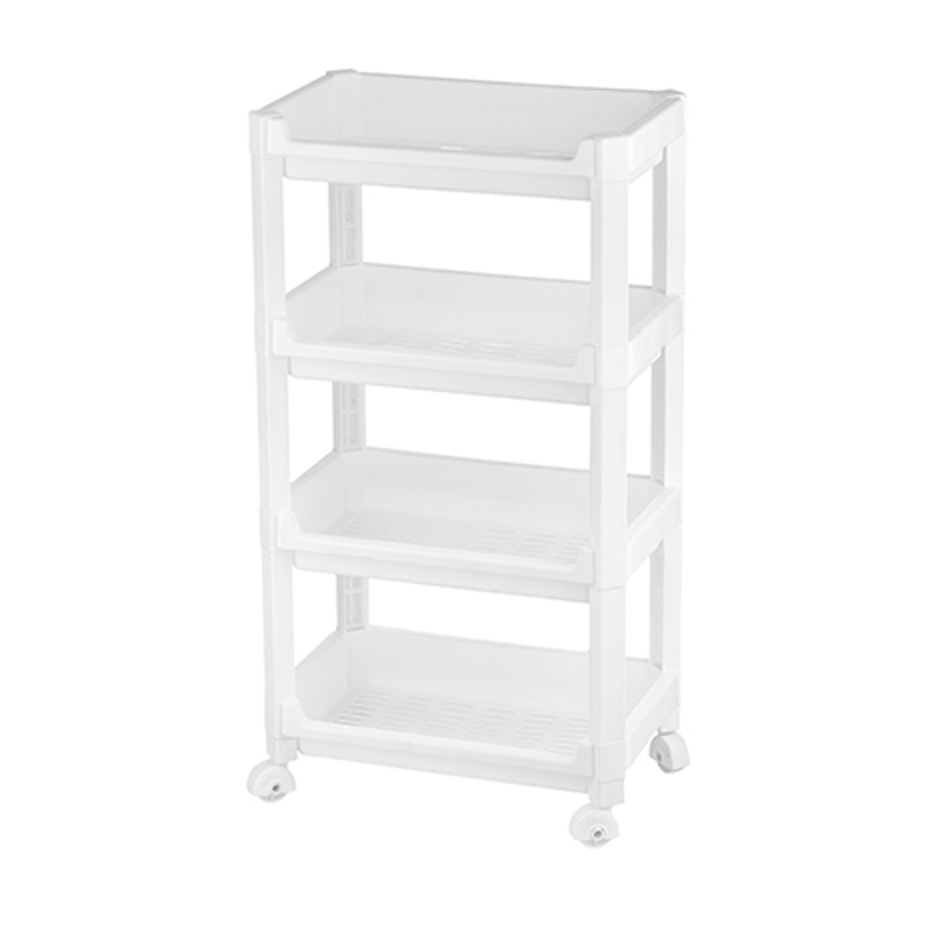 CM keukentrolley/badkamer trolley - op wieltjes - 4-laags - wit - kunststof - 35 x 22 x 67 cm -