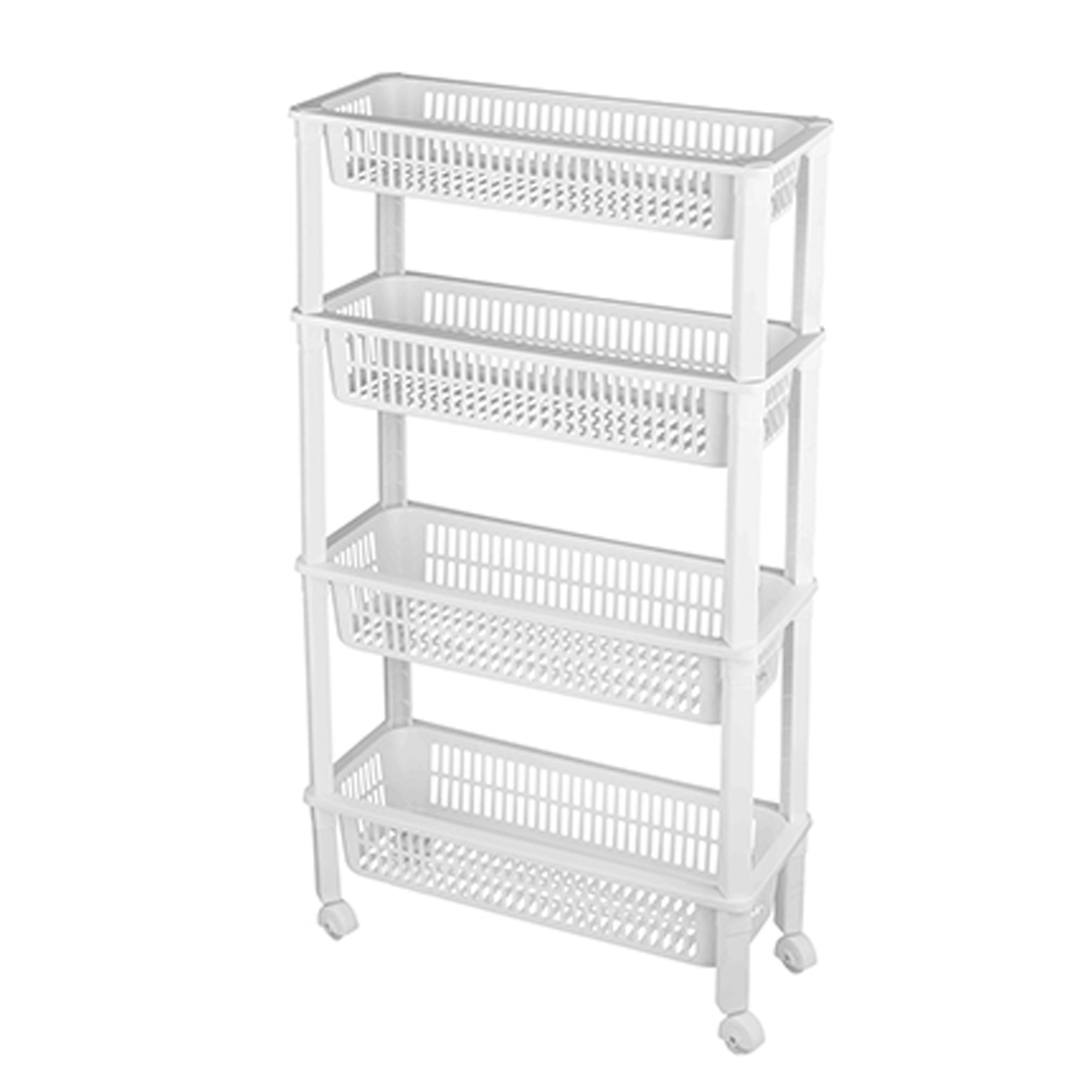 CM keukentrolley/badkamer - op wieltjes - 3-laags - wit - kunststof - 51 x 20 x 94 cm -