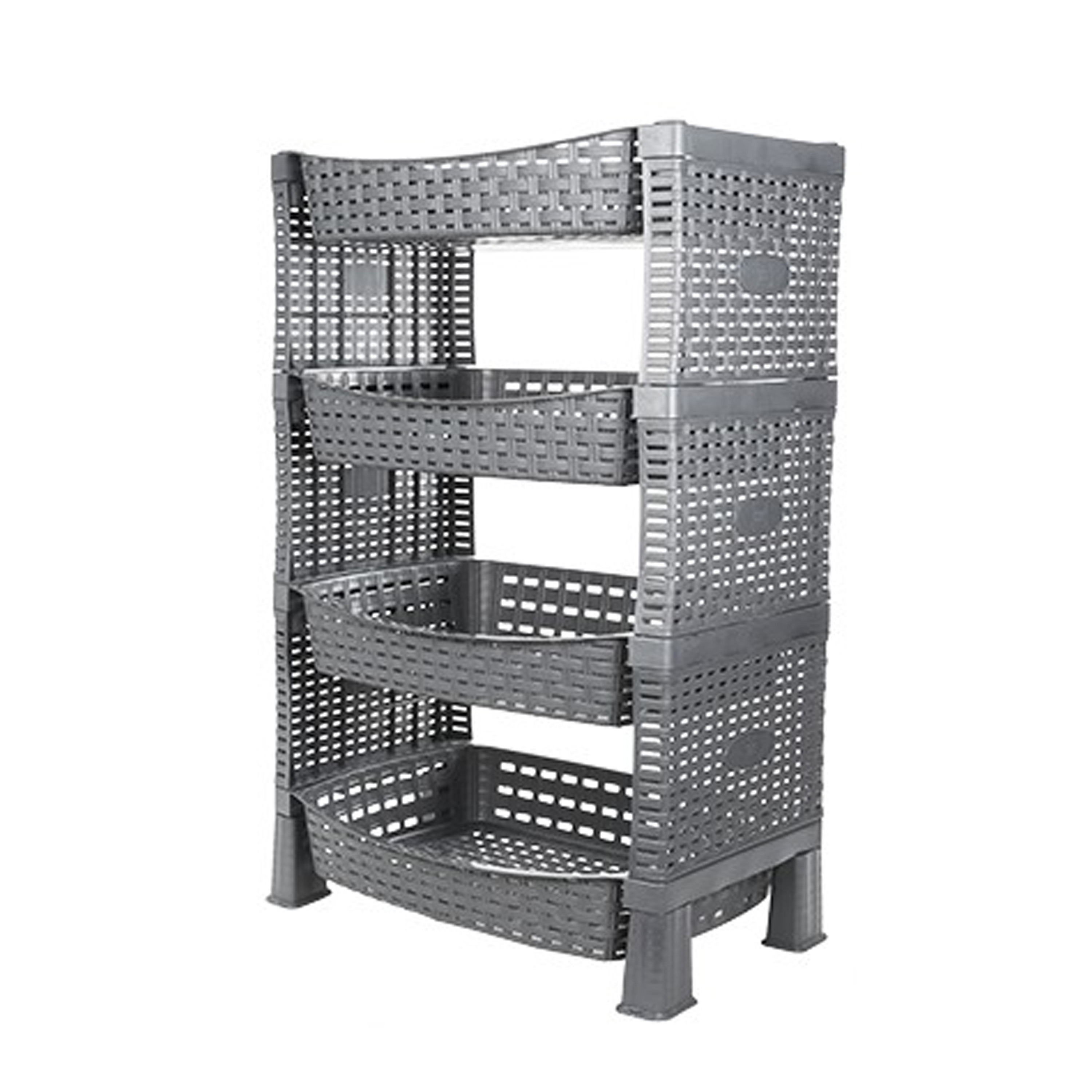 CM keuken opbergrek - 4-laags - grijs - met gaatjes - kunststof - 65 x 41 x 30 cm -
