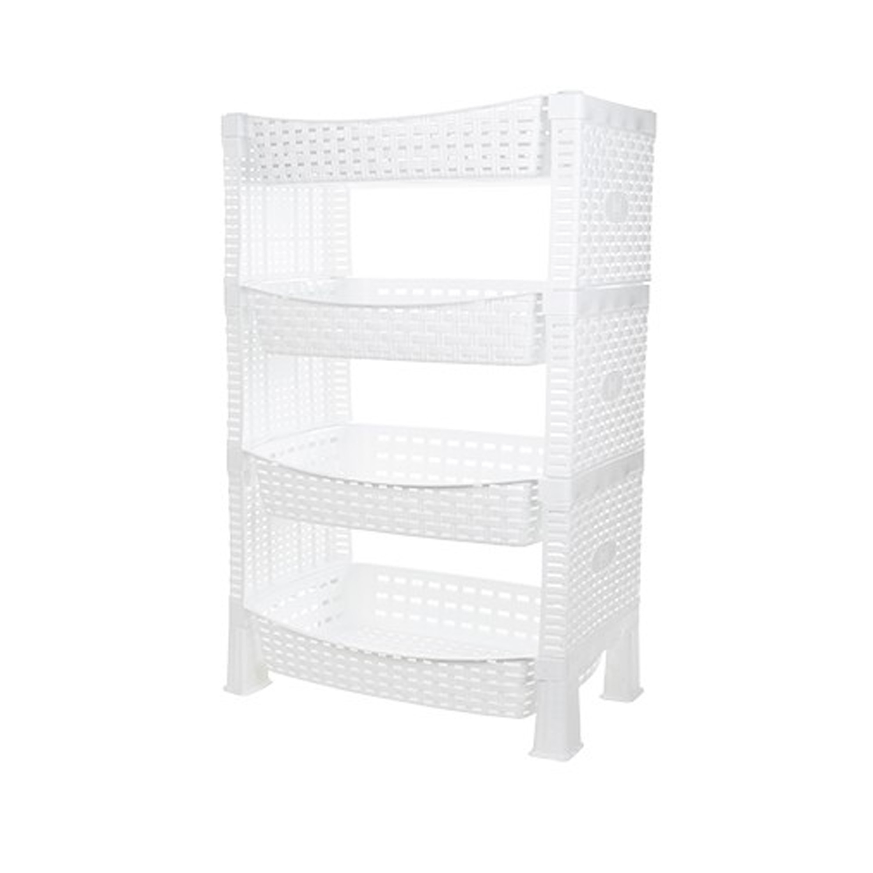 CM keuken opbergrek - 4-laags - wit - met gaatjes - kunststof - 65 x 41 x 30 cm -