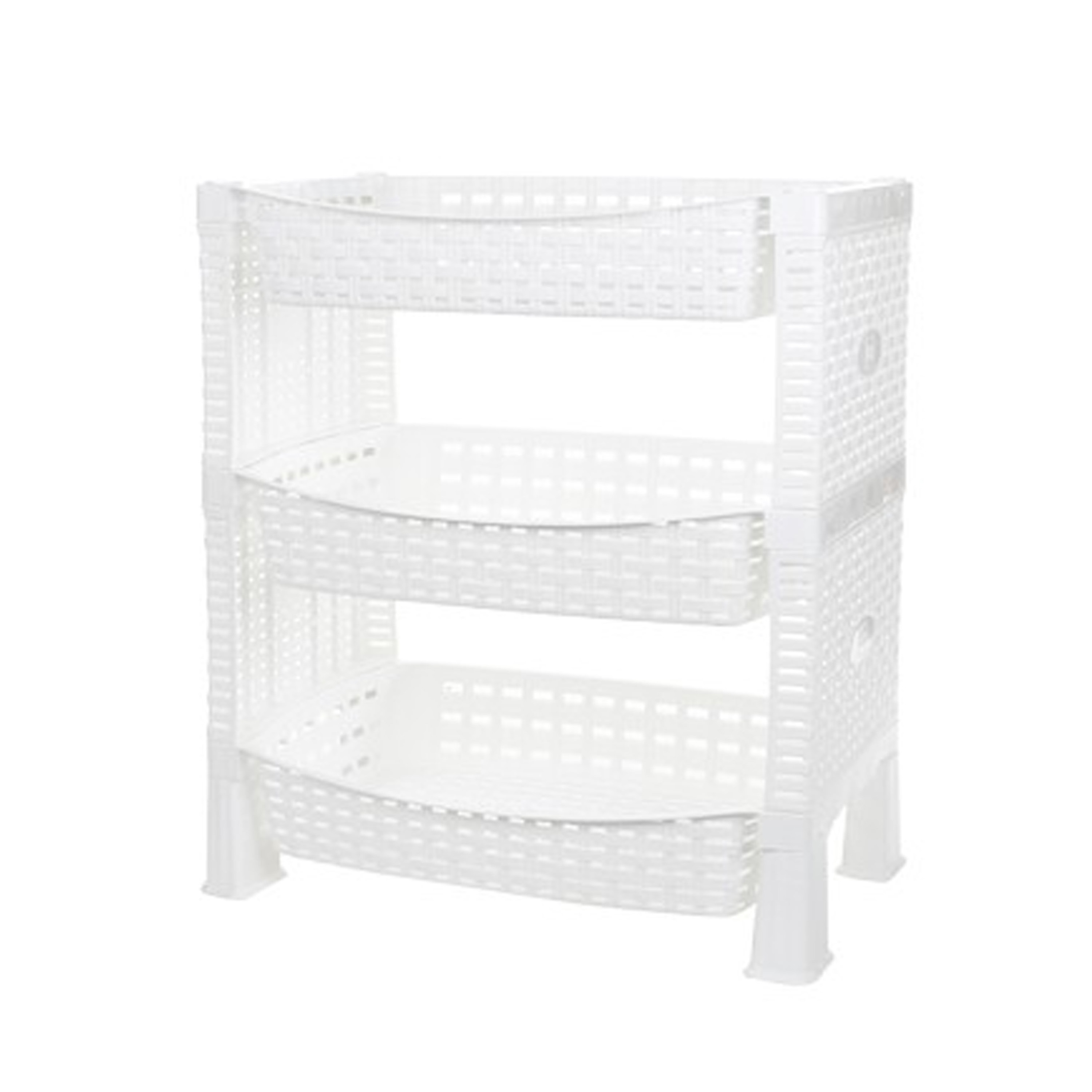 CM keuken opbergrek - 3-laags - wit - met gaatjes - kunststof - 47 x 41 x 30 cm -