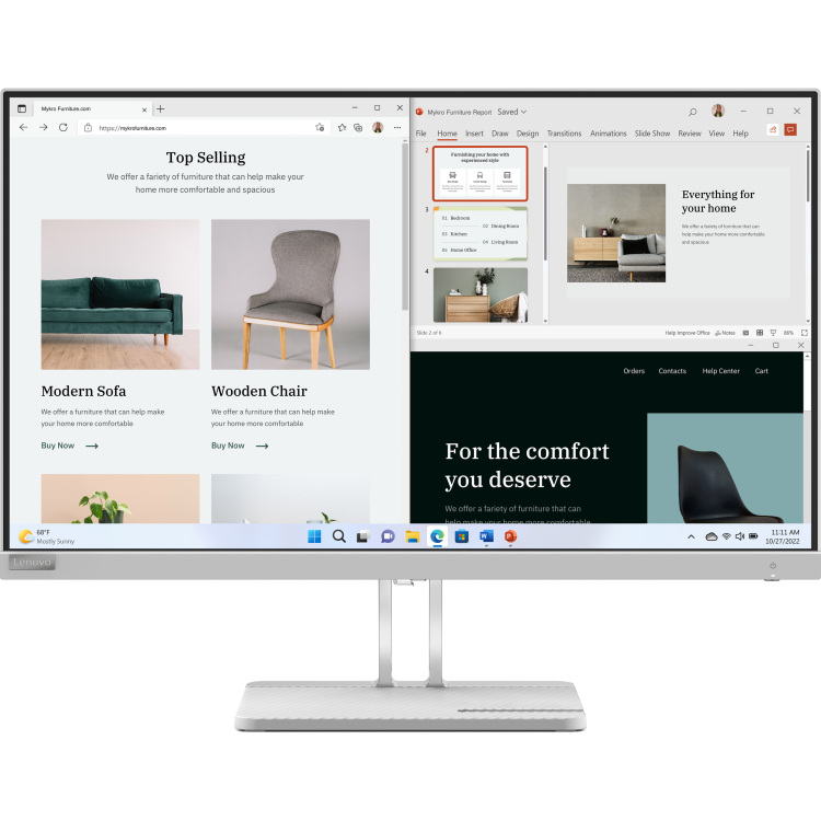 Lenovo L27e-40 ledmonitor 100 Hz, HDMI, VGA, AMD FreeSync