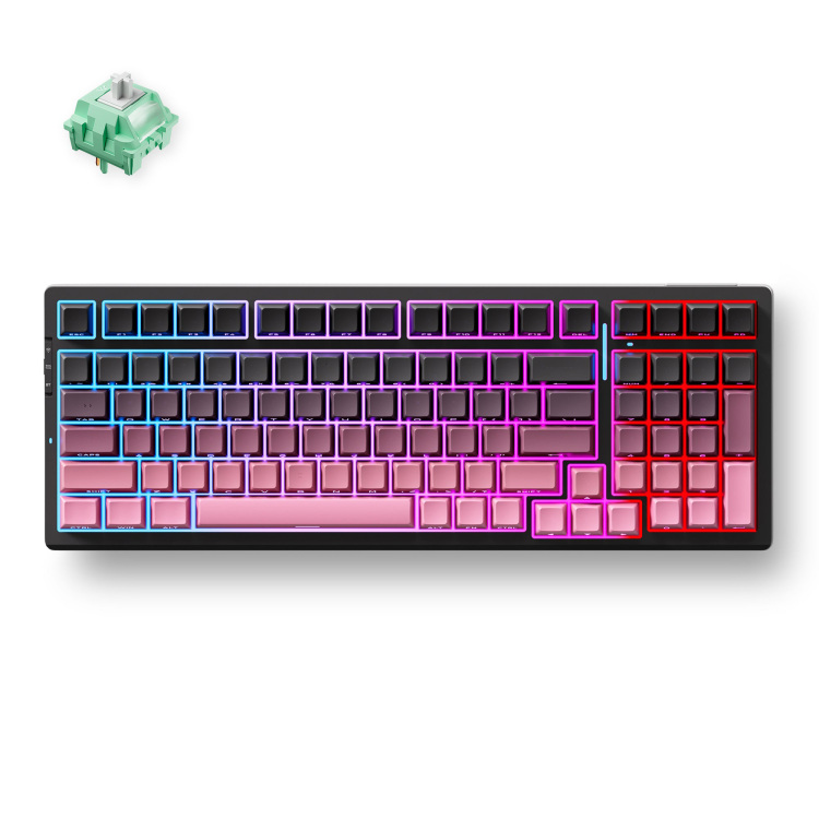 MCHOSE G98 Pro Black Pink Cabbage Tofu V2 Wireless Tri-Mode Custom Mechanical gaming toetsenbord 98%, Side engraved PBT, RGB, draadloos / Bluetooth / USB-C