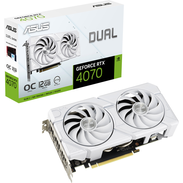 ASUS DUAL GeForce RTX 4070 EVO OC White Edition 12GB grafische kaart 1x HDMI, 3x DisplayPort, DLSS 3