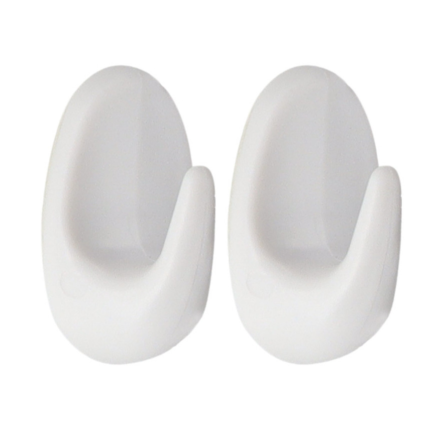 Plakhaakjes 2x stuks - 3 x 2 x 5 cm - Zelfklevende ophang haakjes - kunststof - wit - keuken -