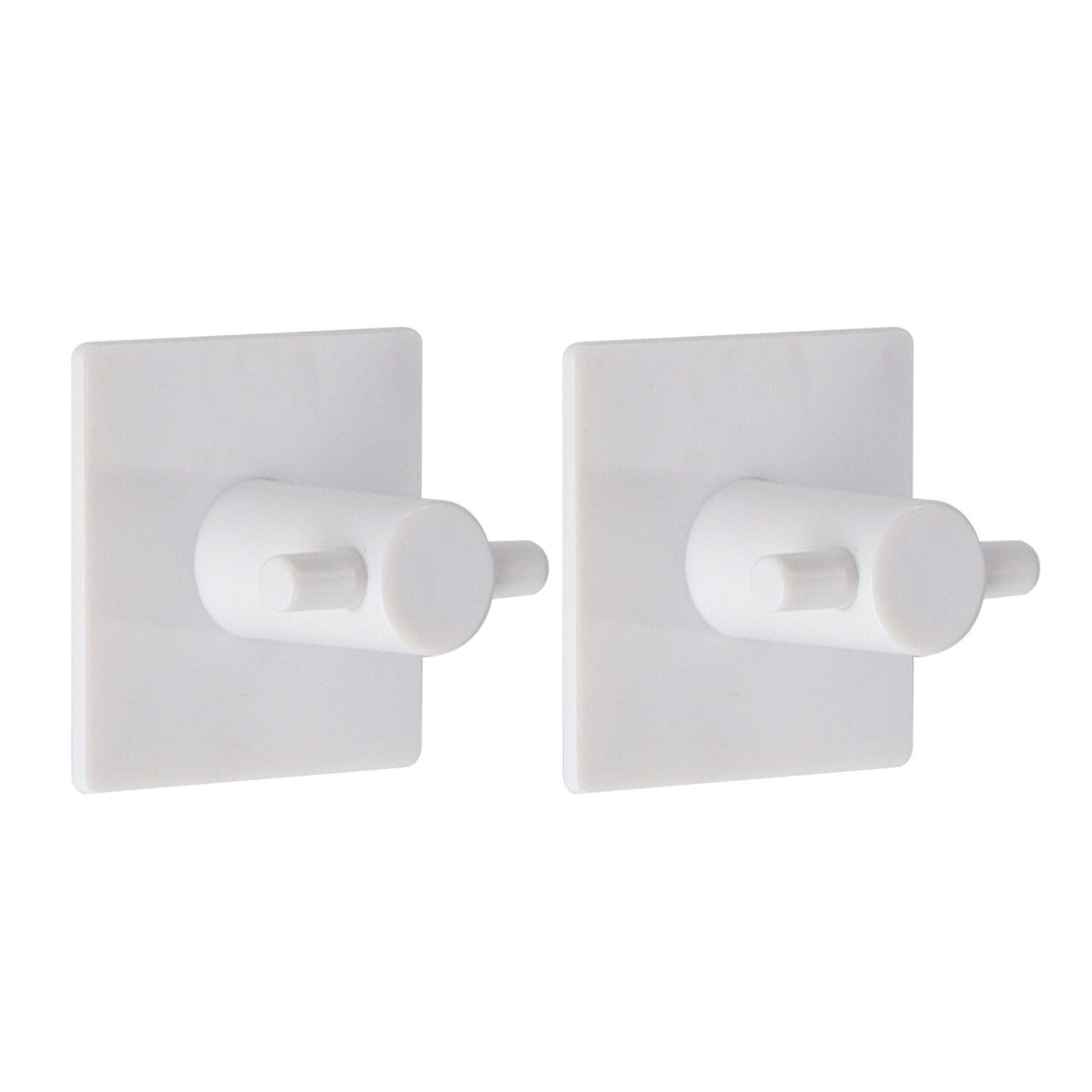 Plakhaakjes vierkant - 2x stuks - 4,5 cm - Zelfklevende ophang haakjes - kunststof - wit -