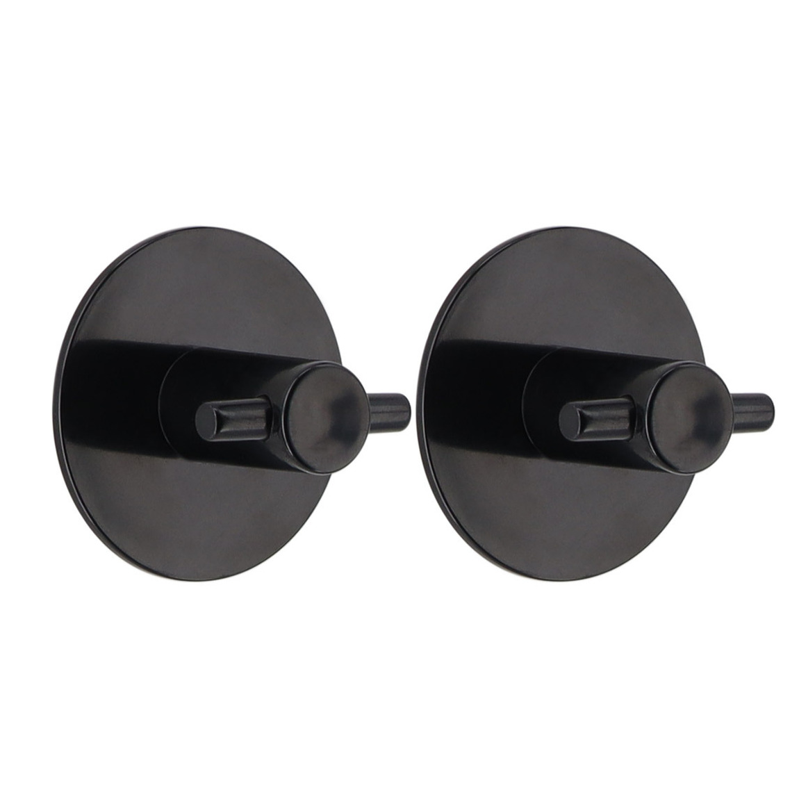 Plakhaakjes rond - 2x stuks - 5 cm - Zelfklevende ophang haakjes - kunststof - zwart -
