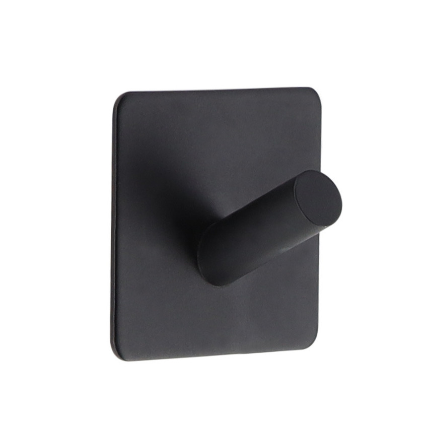 Plakhaakje vierkant - 5 x 3 x 5 cm - zwart - Zelfklevende ophang haakjes - 1x stuks - Metaal -