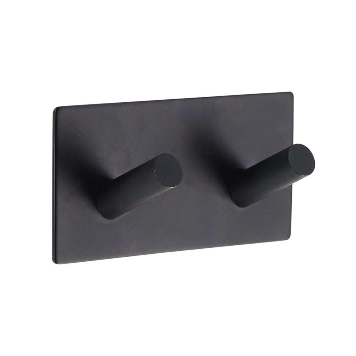 Handdoek haakjes vierkant - 9 x 3 x 5 cm - zwart - Zelfklevende ophang haakjes - Metaal -