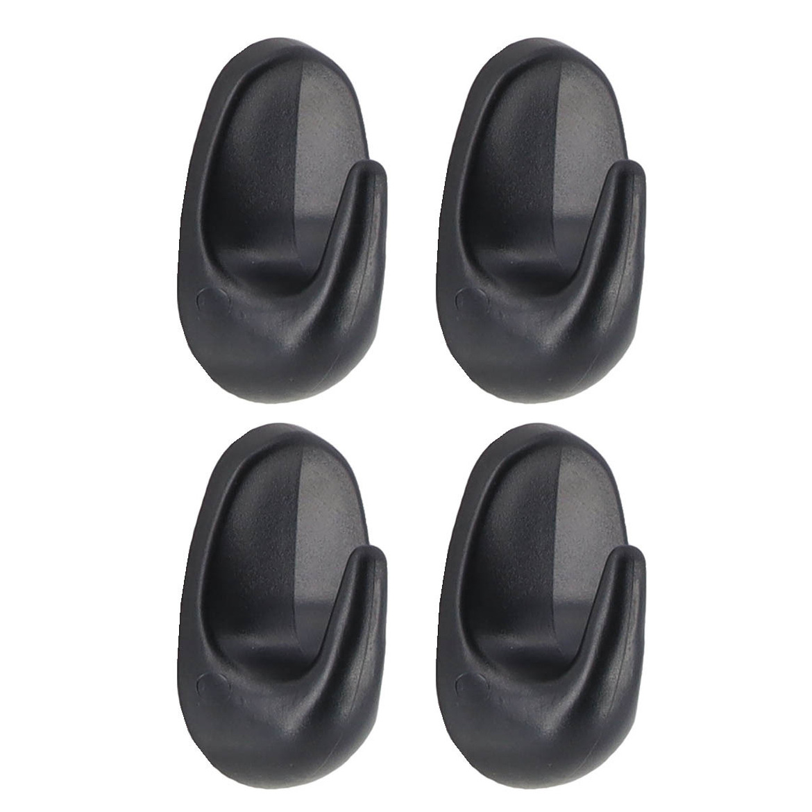 Plakhaakjes 4x stuks - 3 x 2 x 4,5 cm - Zelfklevende ophang haakjes - kunststof - zwart - keuken -