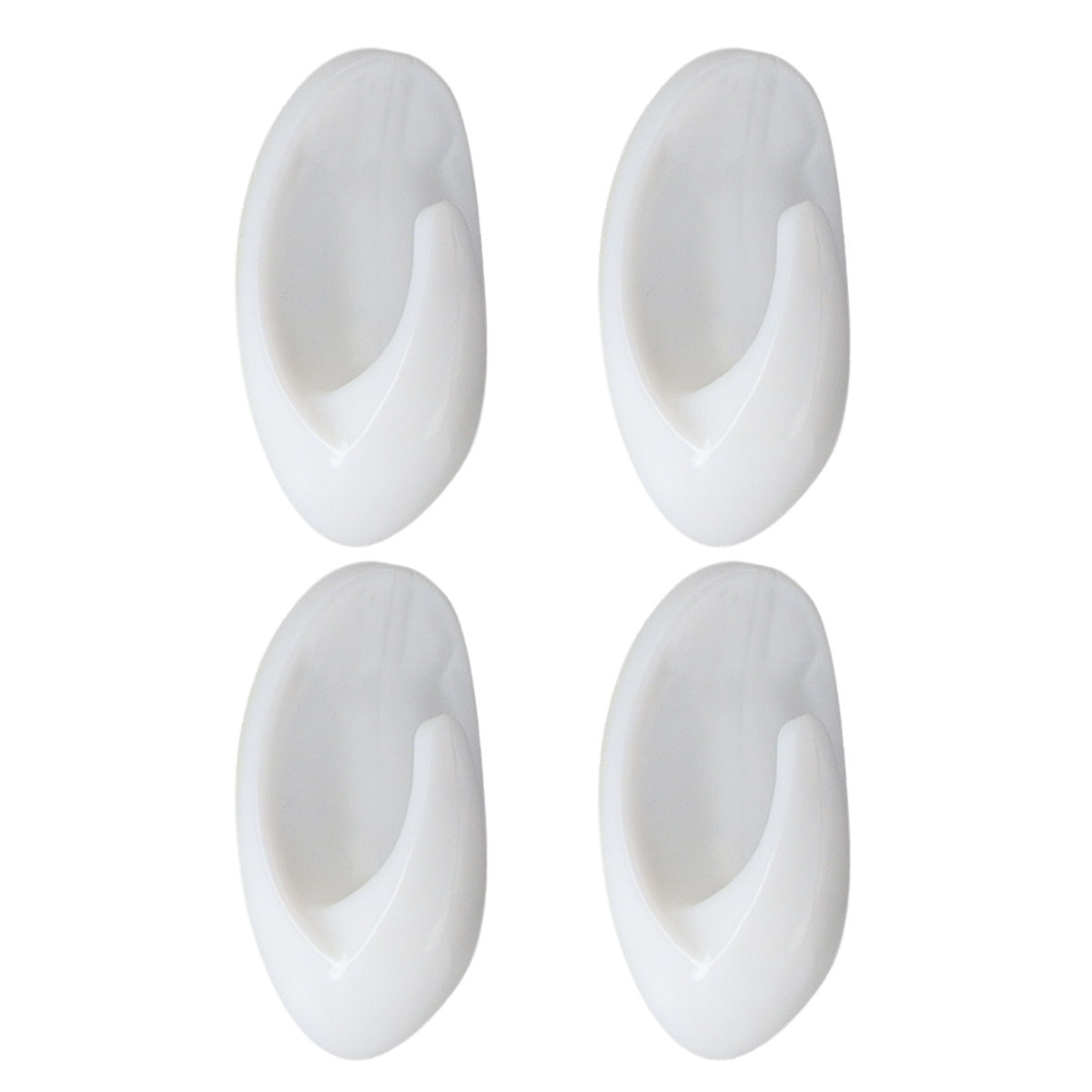 Plakhaakjes 4x stuks - 3 x 2 x 4,5 cm - Zelfklevende ophang haakjes - kunststof - wit - keuken -