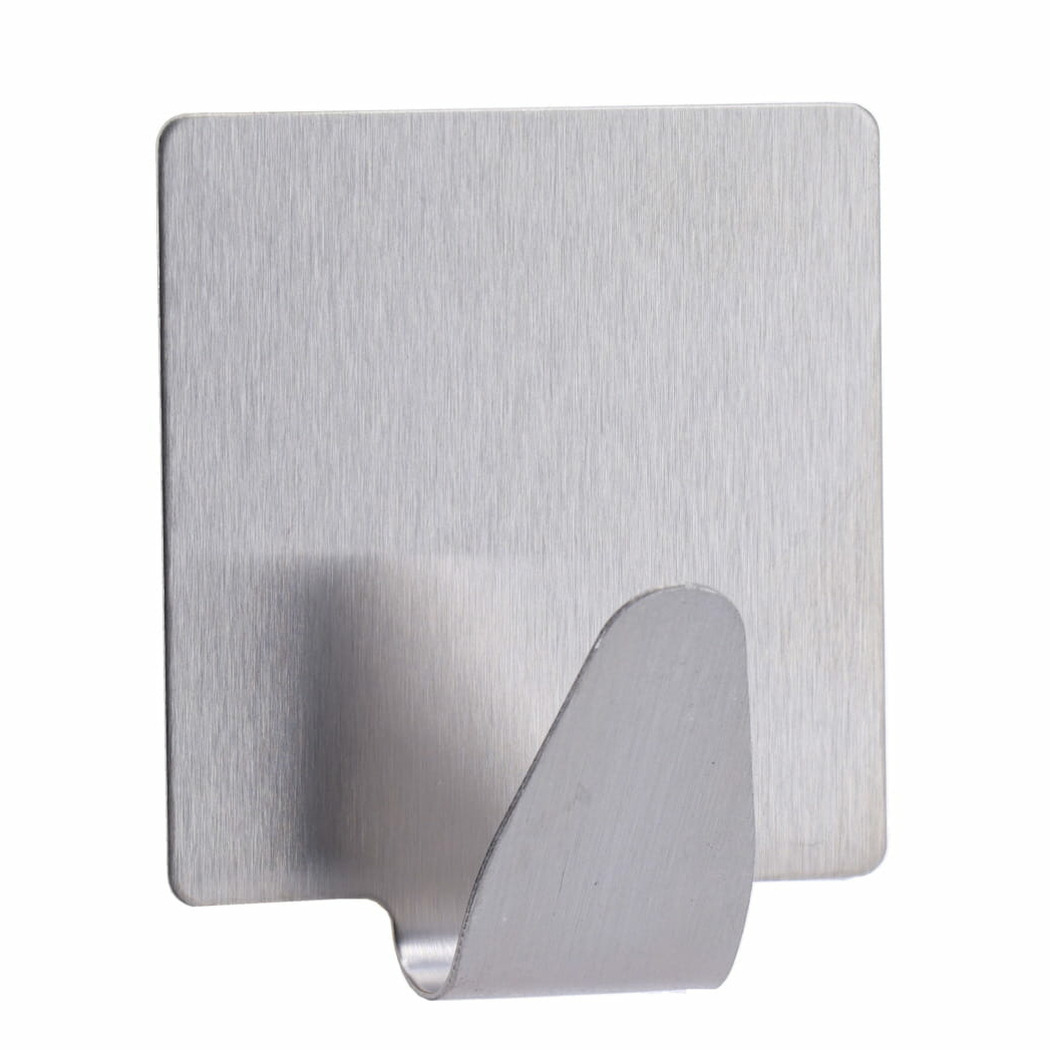 Plakhaakje vierkant - 5 x 2,5 x 5,5 cm - Zelfklevende ophang haakjes - 1x stuks - RVS - zilver -