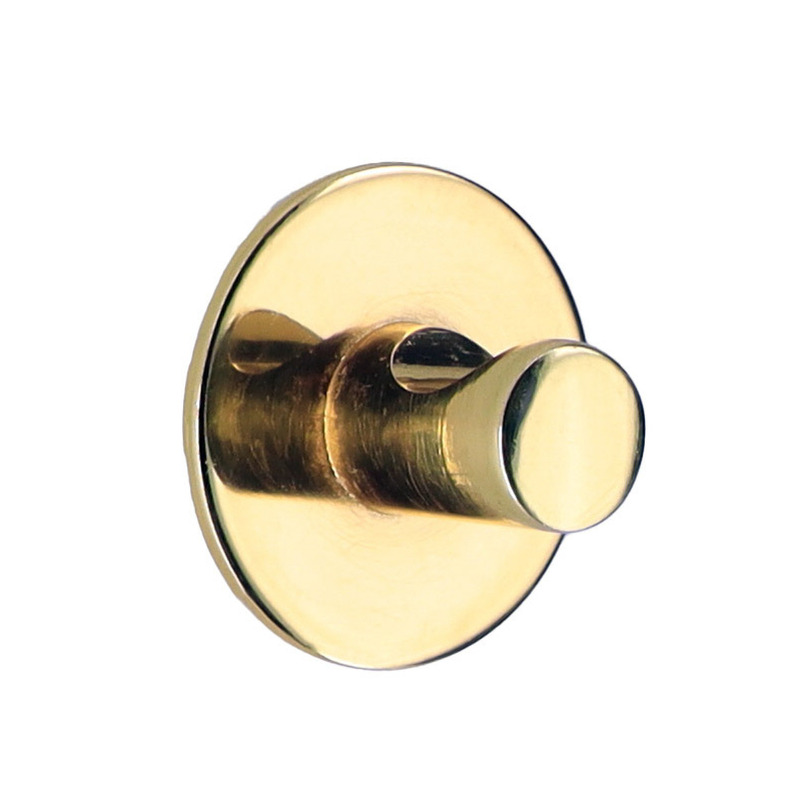 Plakhaakje rond - 1x stuks - goud - Diameter 4 cm - Zelfklevende ophang haakjes - zink -