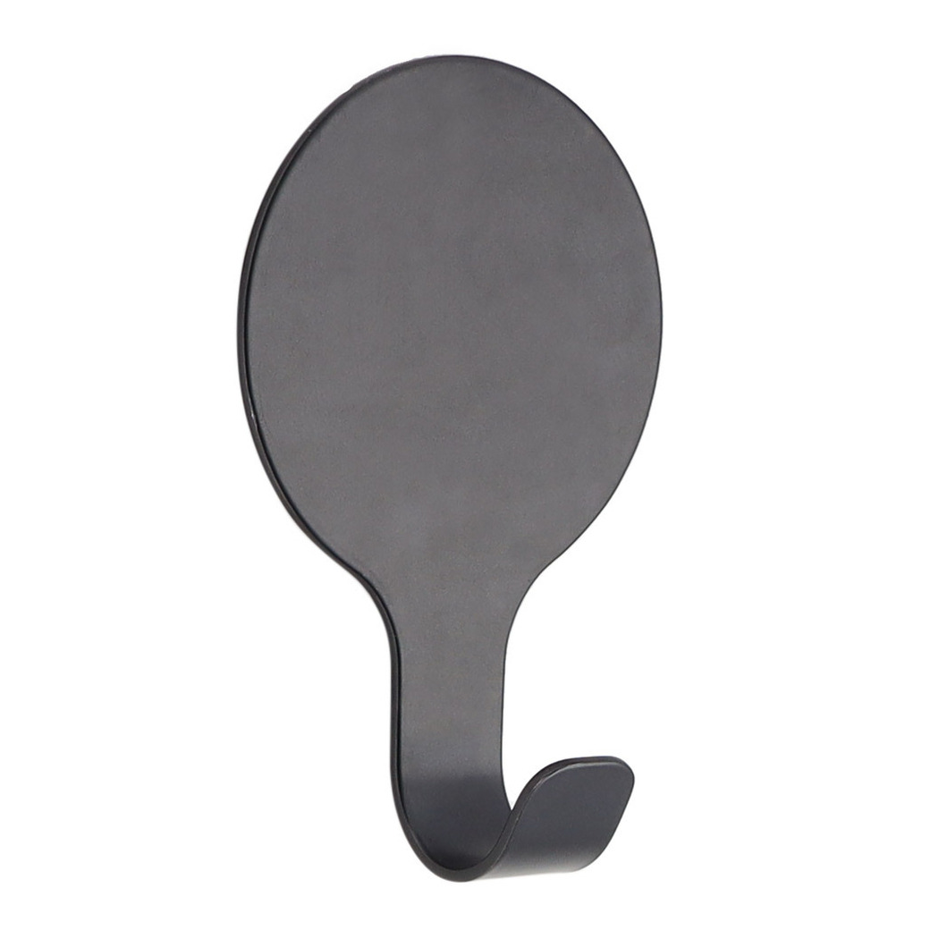 Plakhaakje rond - 1x stuks - zwart - 6 x 2,5 x 10 cm - Zelfklevende ophang haakjes - RVS -