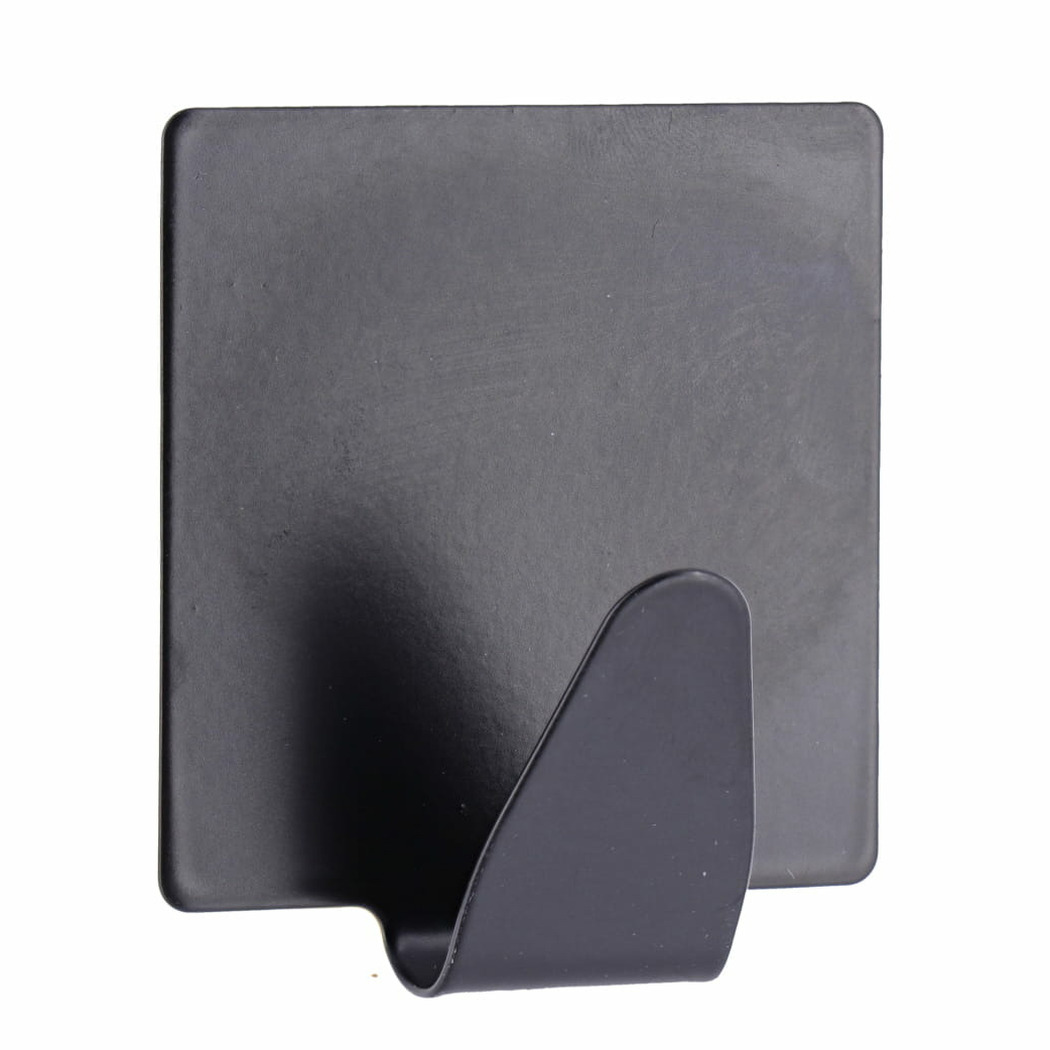 Plakhaakje vierkant - 5 x 2,5 x 5,5 cm - Zelfklevende ophang haakjes - 1x stuks - RVS - zwart - keuk -