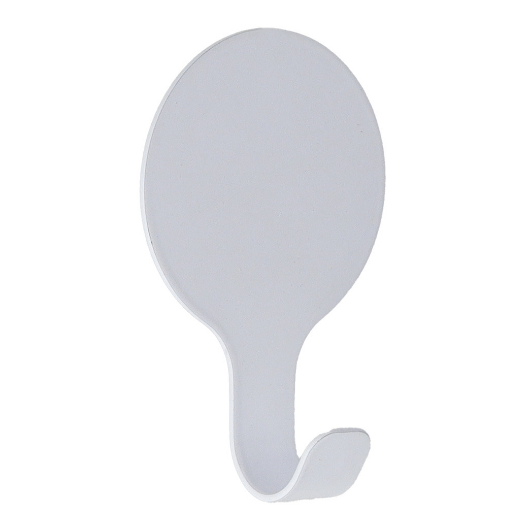 Plakhaakje rond - 1x stuks - wit - 6 x 2,5 x 10 cm - Zelfklevende ophang haakjes - RVS -