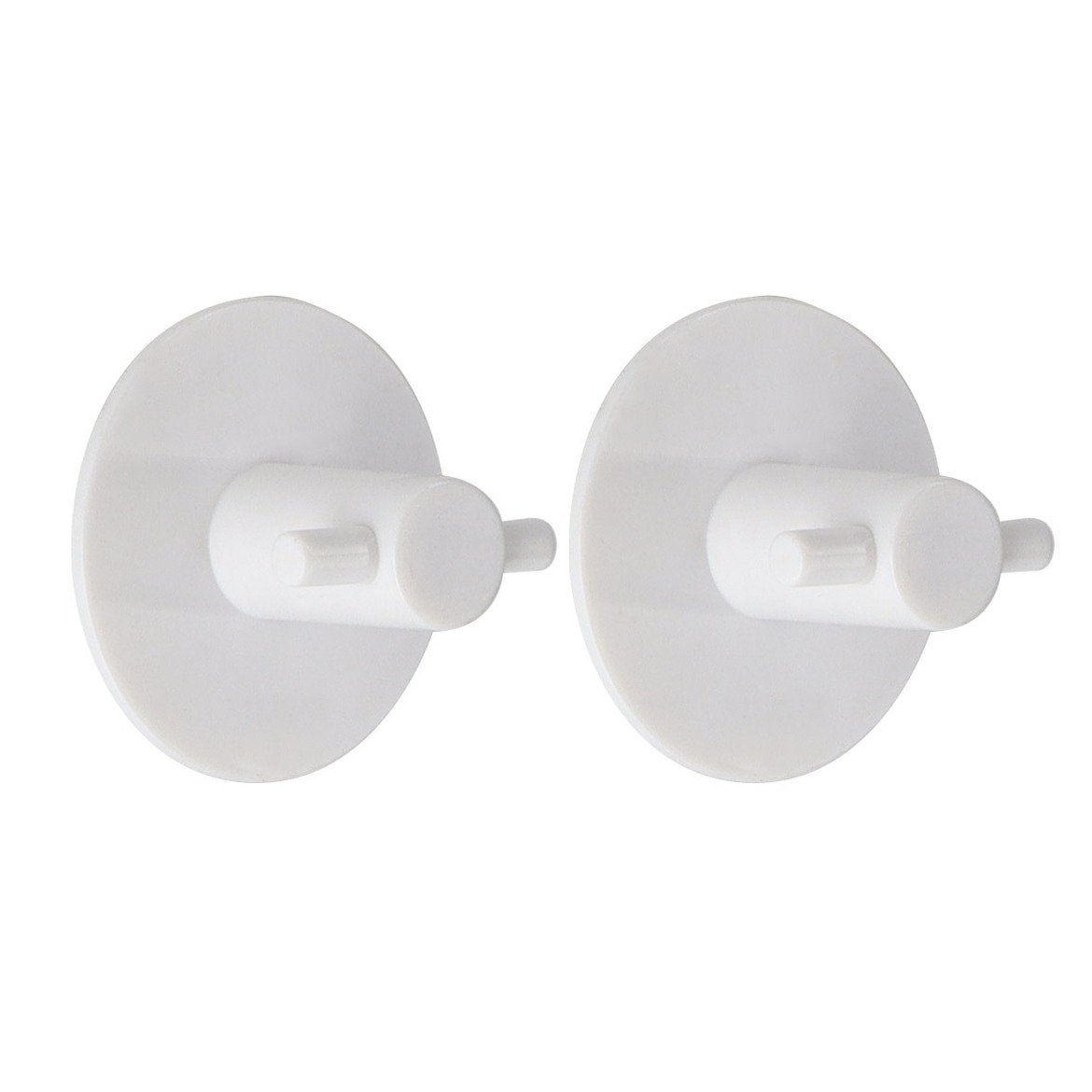 Plakhaakjes rond - 2x stuks - 5 cm - Zelfklevende ophang haakjes - kunststof - wit -