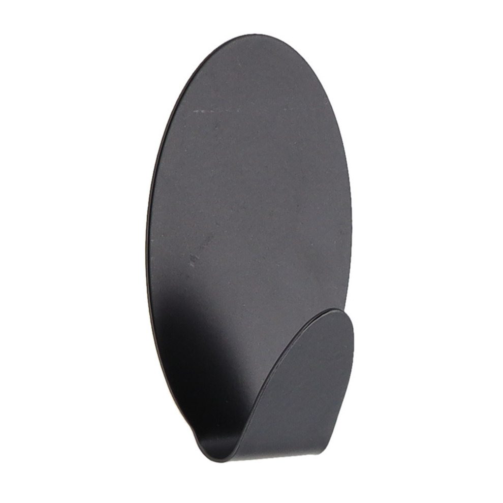Plakhaakje ovaal - 4 x 3,5 x 7 cm - Zelfklevende ophang haakjes - 1x stuks - RVS - zwart -