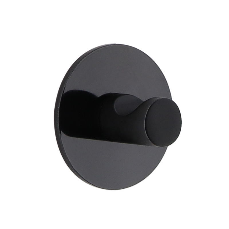 Plakhaakje rond - 1x stuks - Diameter 4 cm - Zelfklevende ophang haakjes - zink - zwart -