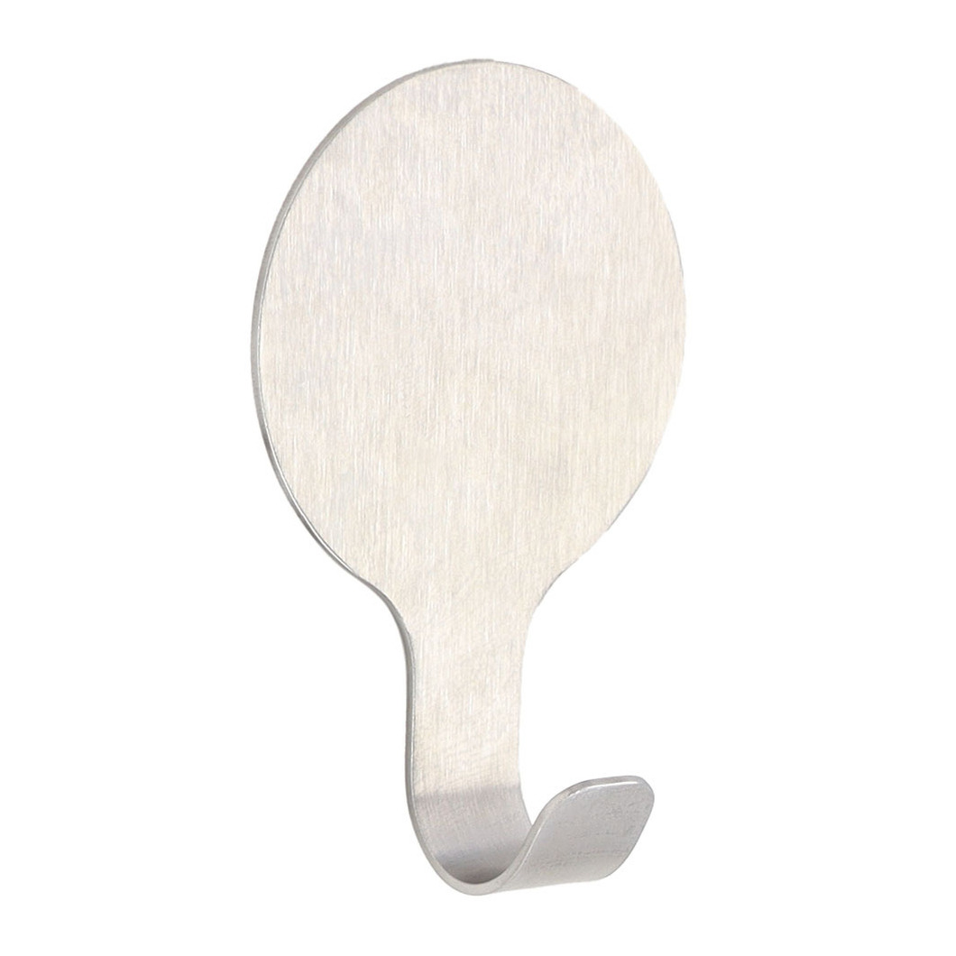 Plakhaakje rond - 1x stuks - zilver - 6 x 2,5 x 10 cm - Zelfklevende ophang haakjes - RVS -