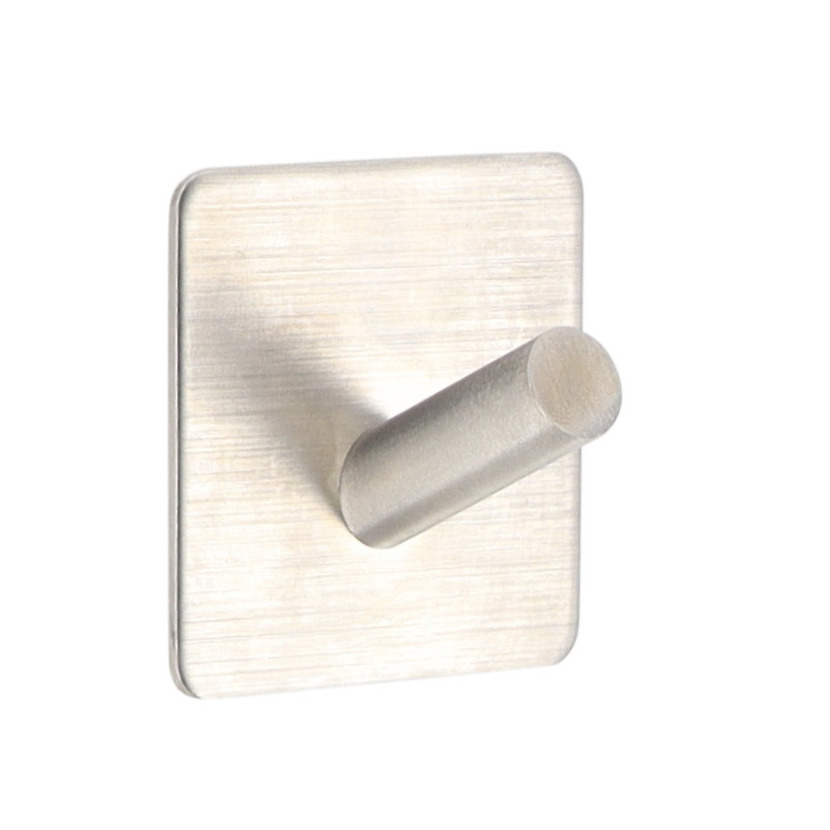 Plakhaakje vierkant - 5 x 3 x 5 cm - zilver - Zelfklevende ophang haakjes - 1x stuks - Metaal -