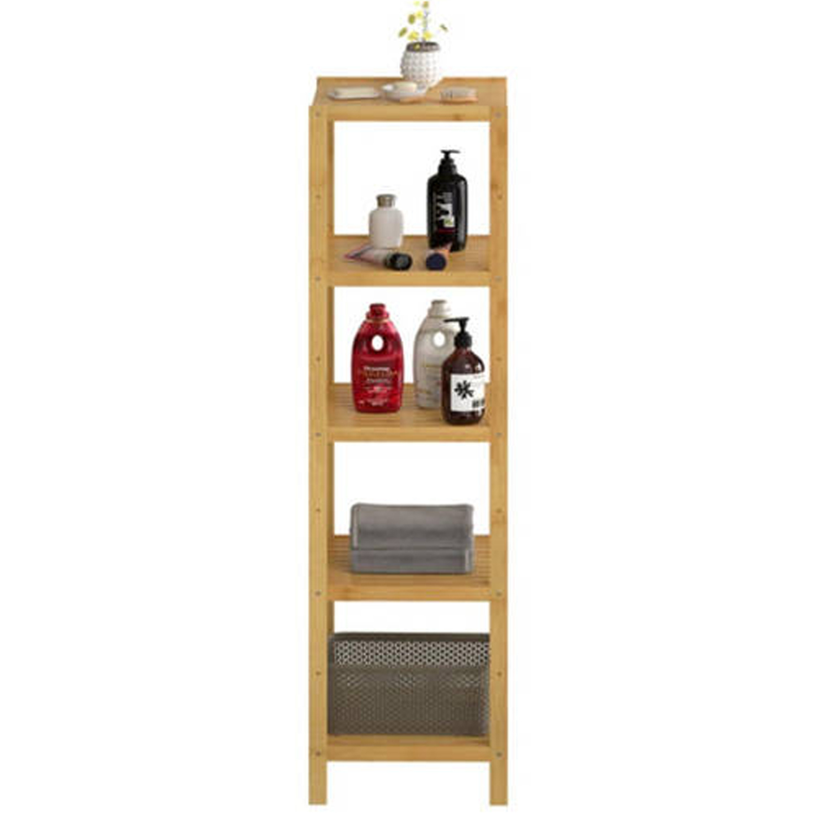 Alpina Badkamer/keuken rek - 5-laags - 33 x 32 x 141 cm - naturel - bamboe hout -