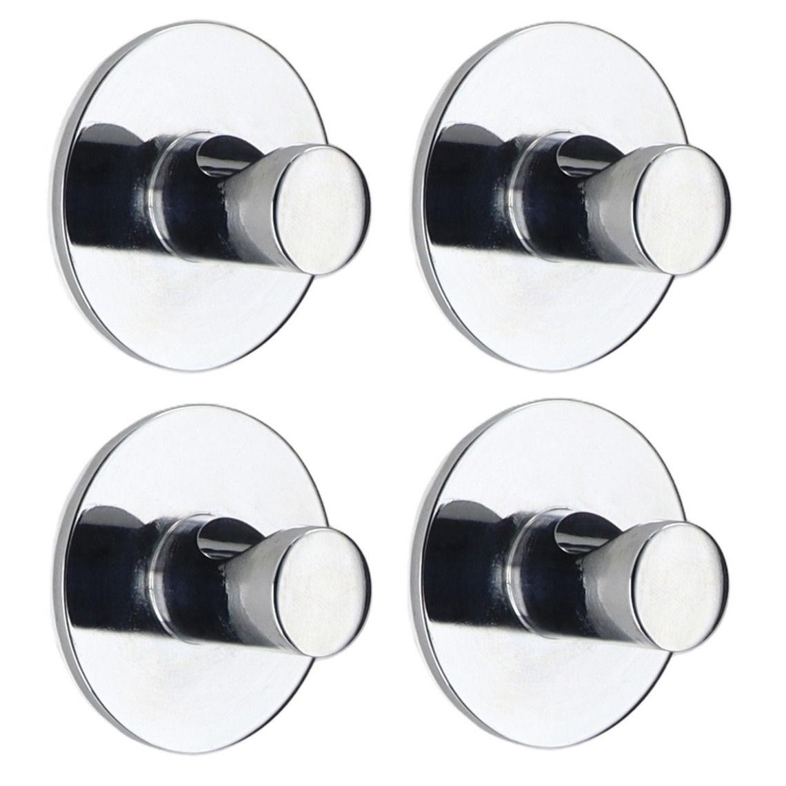 Plakhaakje rond - 4x stuks - zilver - Diameter 4 cm - Zelfklevende ophang haakjes - zink -