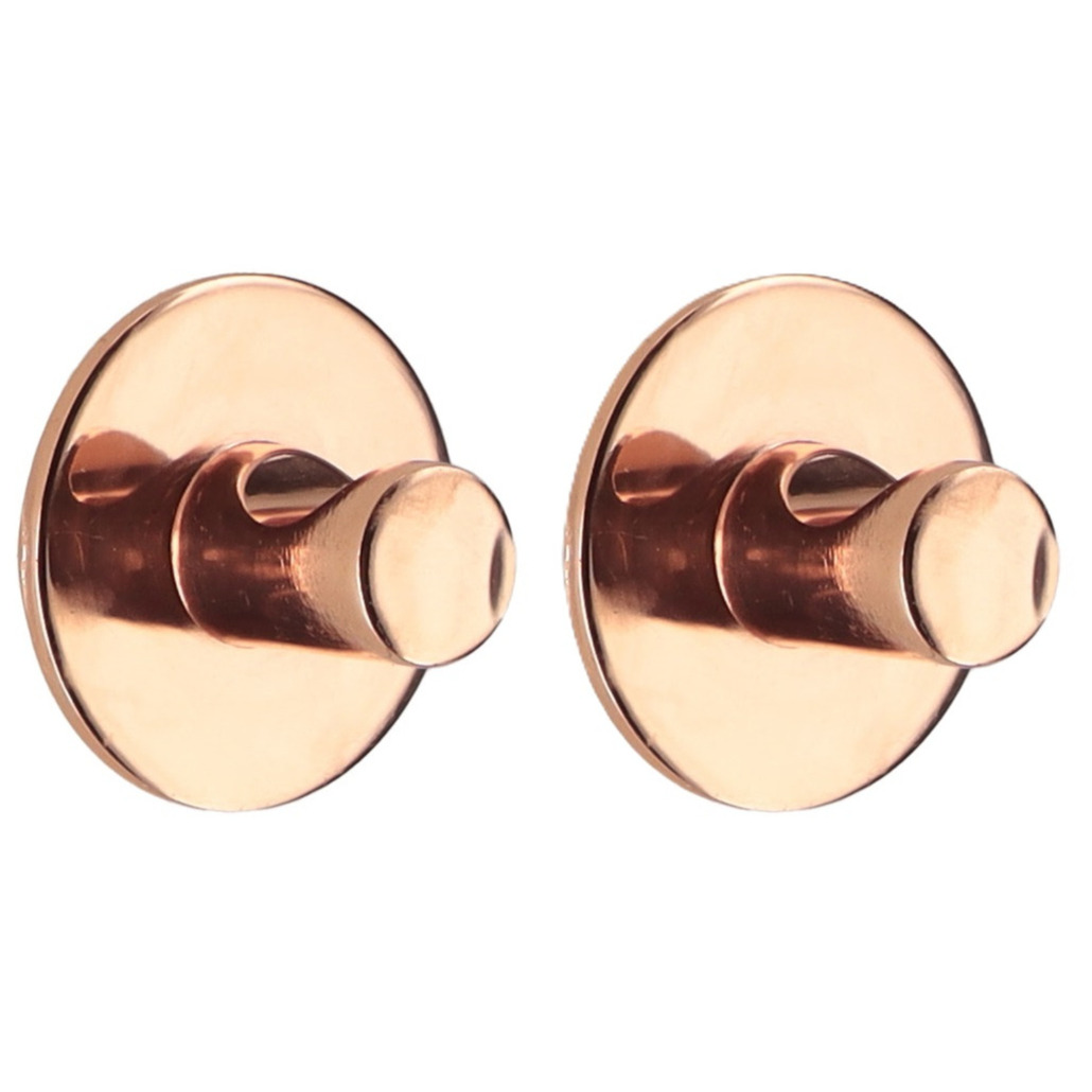 Plakhaakje rond - 2x stuks - koper - Diameter 4 cm - Zelfklevende ophang haakjes - zink -