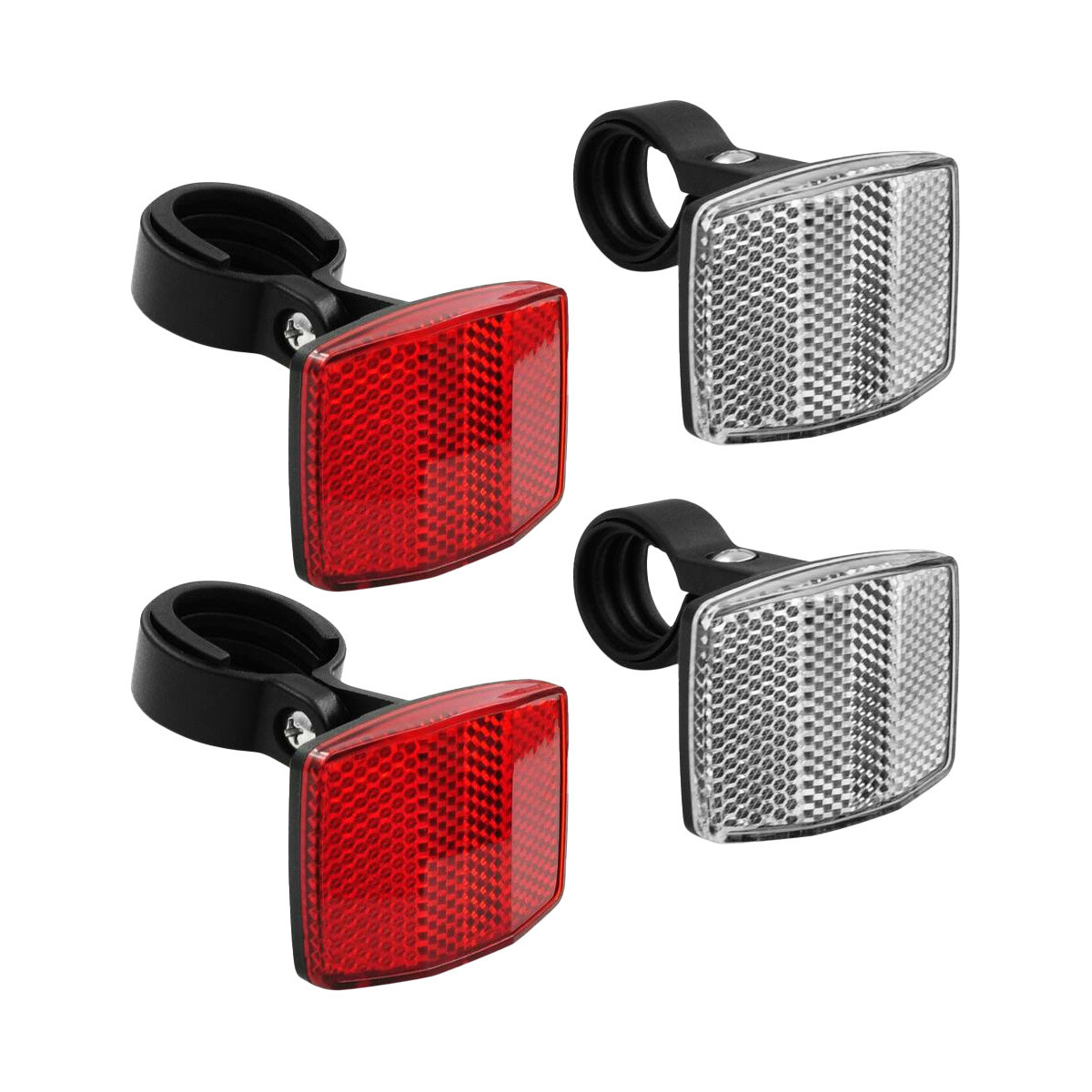Reflector - 2x set - voor en achter - kunststof - rood / wit - incl. bevestiging -