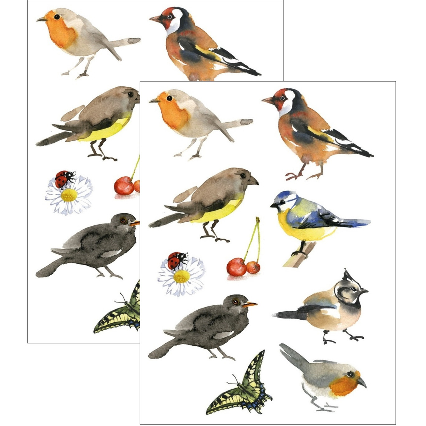 Tuinvogels thema stickers - 60x stuks - kinderstickers - stickervellen - decoratie artike -