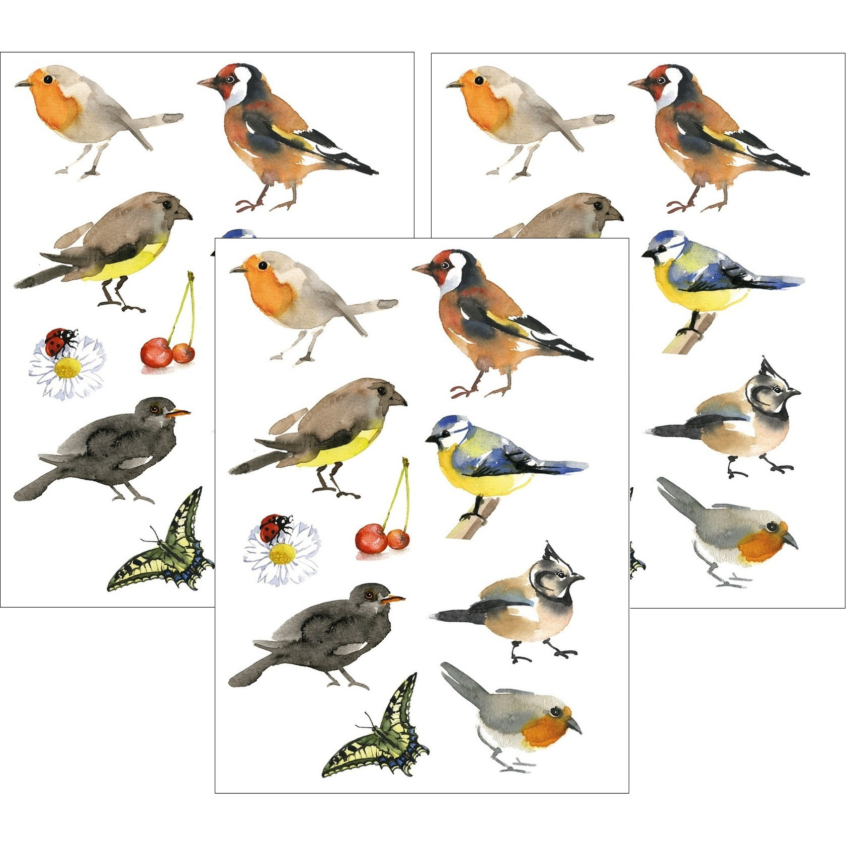 Tuinvogels thema stickers - 90x stuks - kinderstickers - stickervellen - decoratie artike -