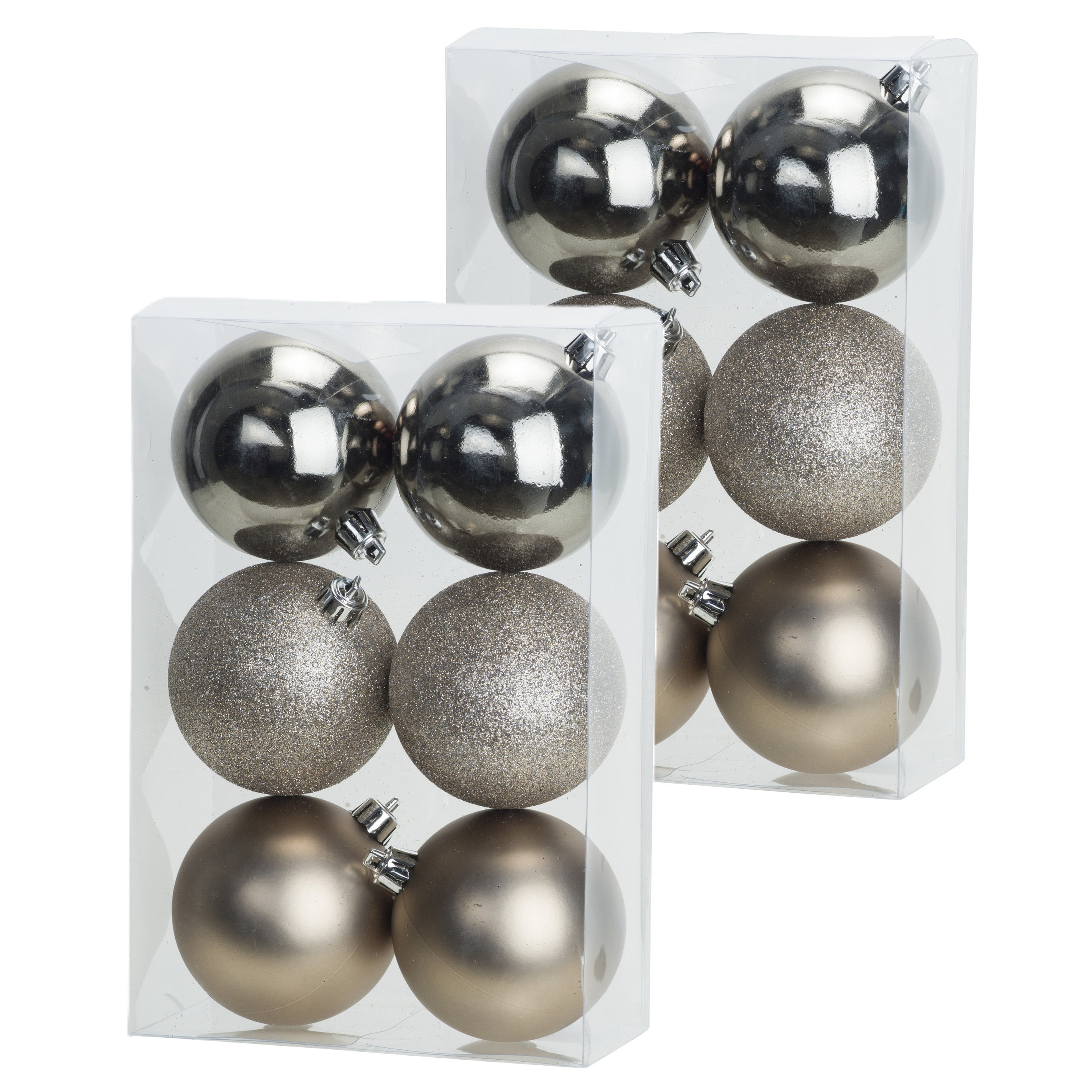 Cosy & Trendy Kerstballen - 12x st - champagne - 8 cm - kunststof - kerstversiering -