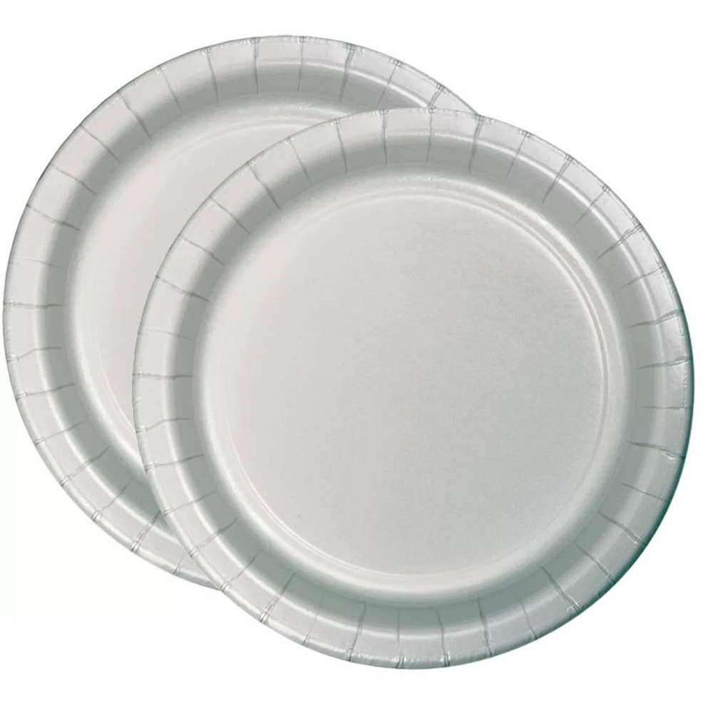 Feestbordjes/bbq bordjes karton - 72x - zilver - 23 cm -