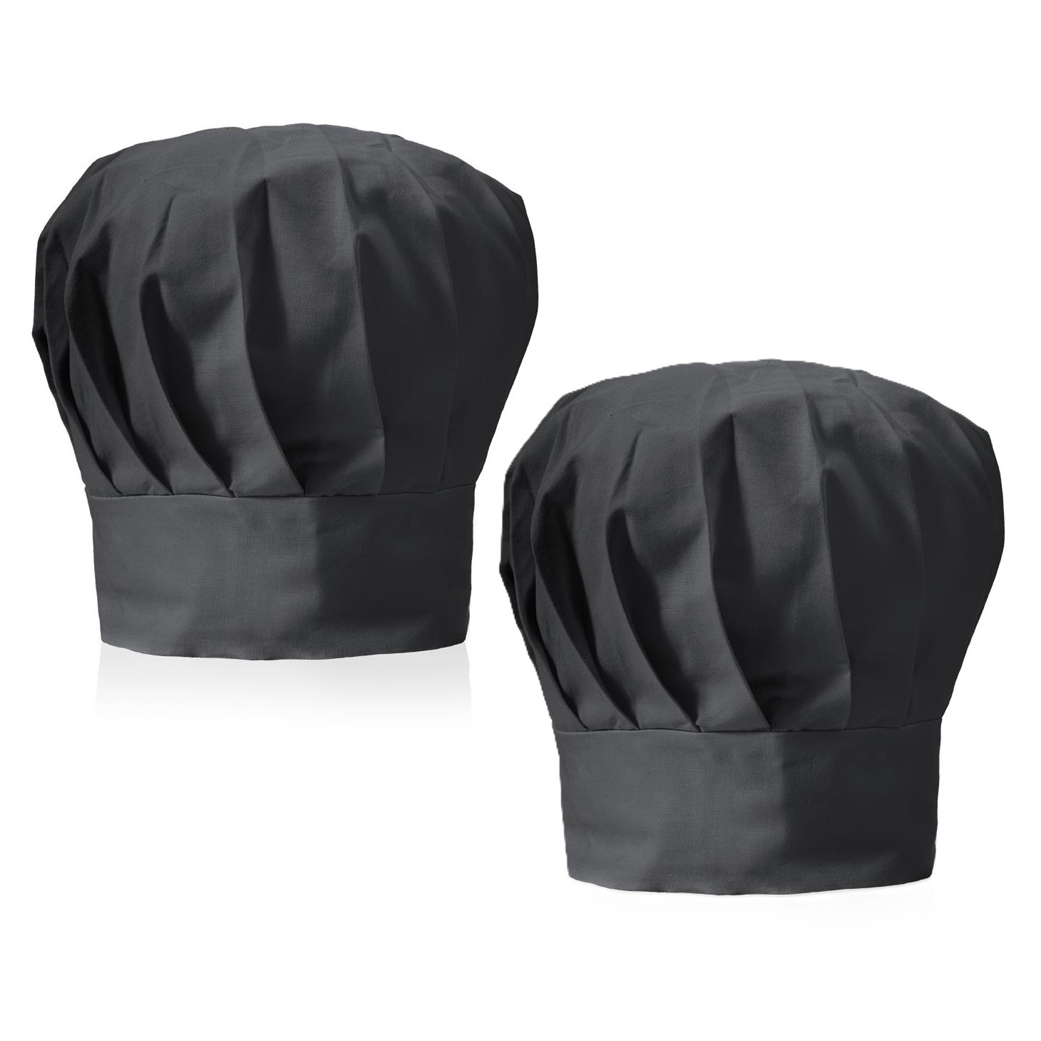 Luxe koksmuts - 2x - zwart - voor volwassenen - maat 57-59 - katoen/polyester - koksmutsen One size -