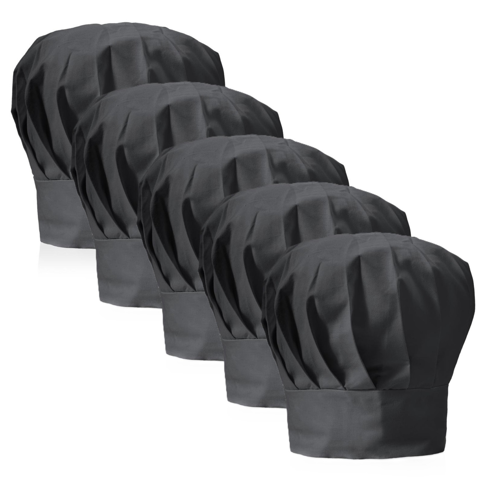 Luxe koksmuts - 5x - zwart - voor volwassenen - maat 57-59 - katoen/polyester - koksmutsen One size -